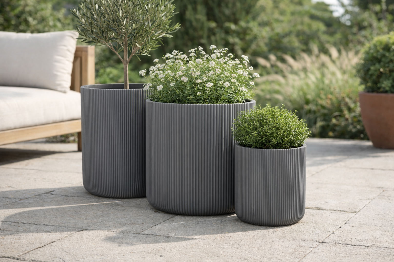 STRIPY CYLINDER Lightweight Fiberglass Composite Pots