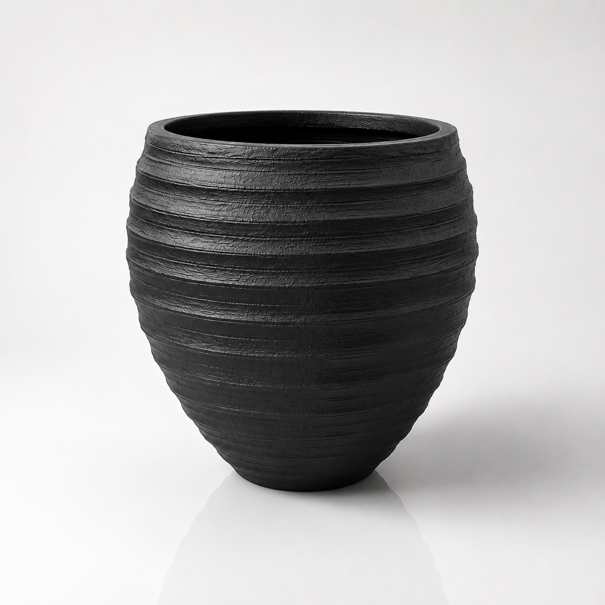 RIPPLE EGG SHAPE - Tall Fiber Clay Pot - GA30-2270