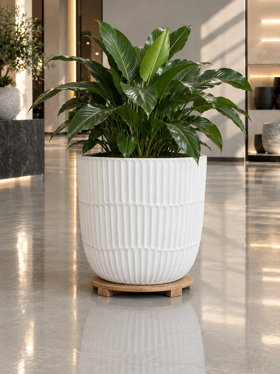Pleated Cylinder Planter – Modern Ribbed Outdoor Pots