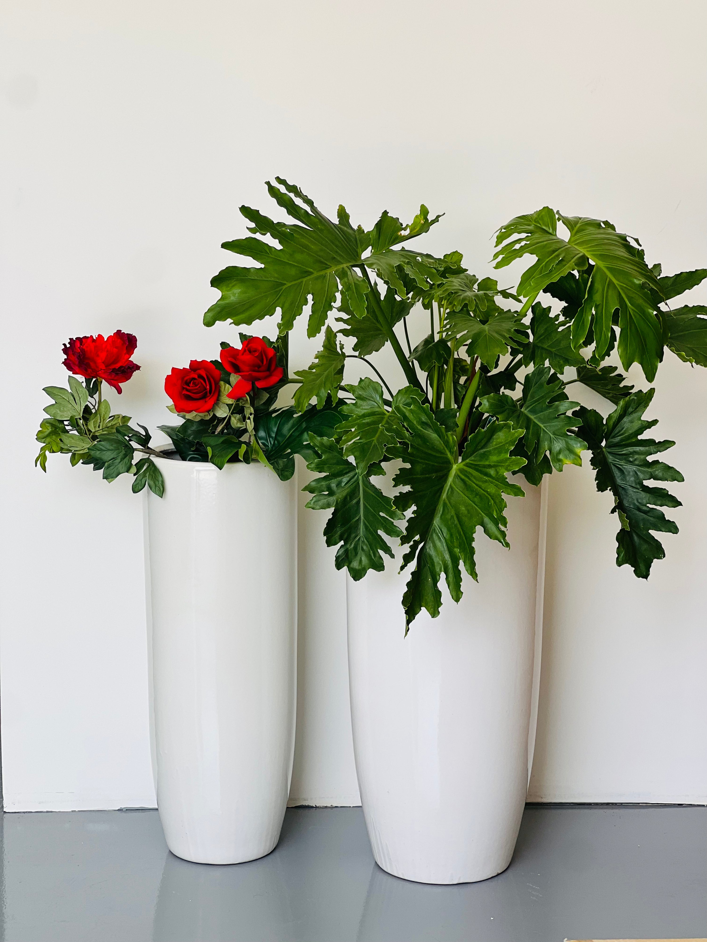 Extra Tall White CL-14 Medium - lightweight tall white decorative pot