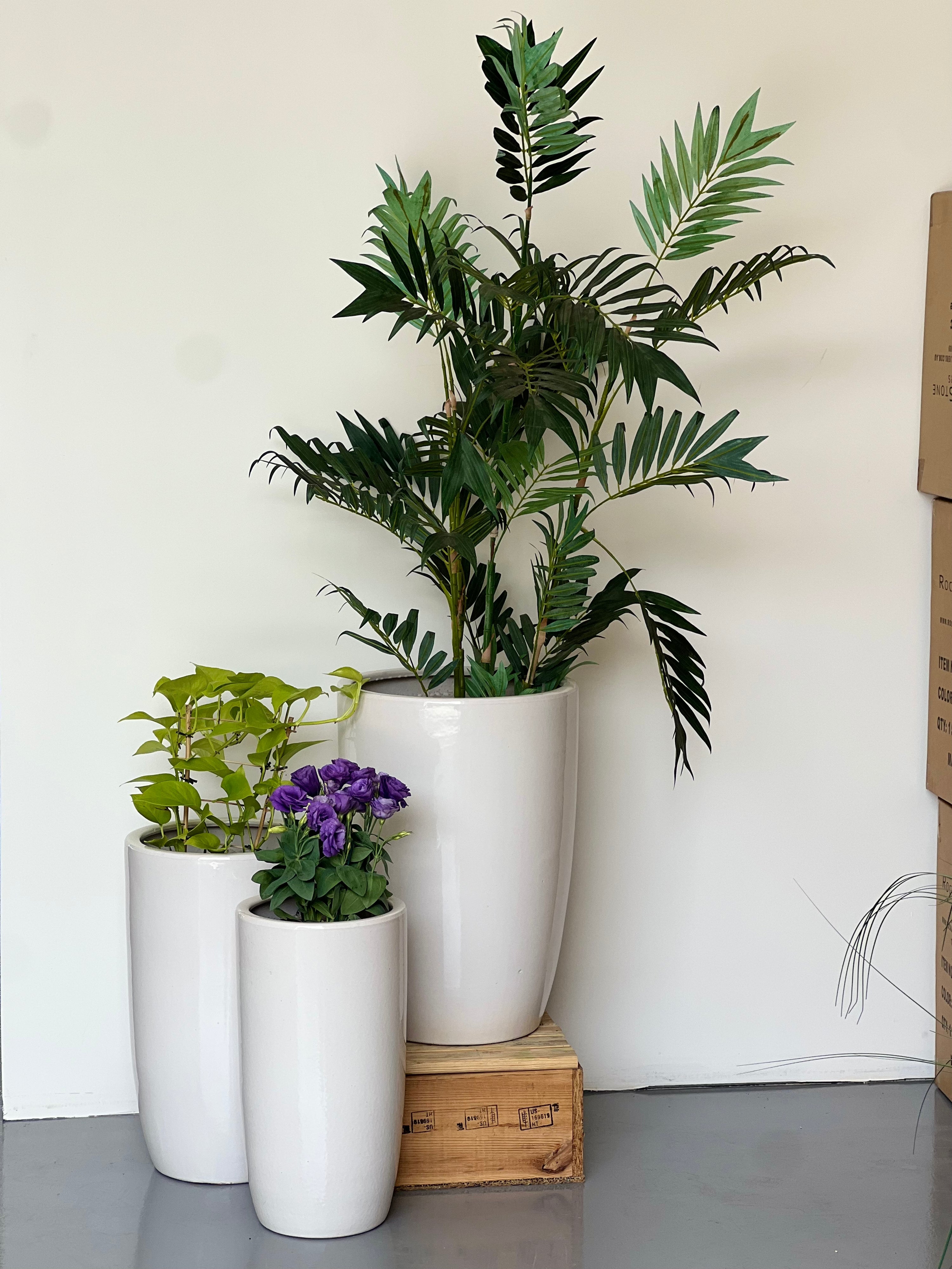 Tall White CL-35 Medium - lightweight tall white pot