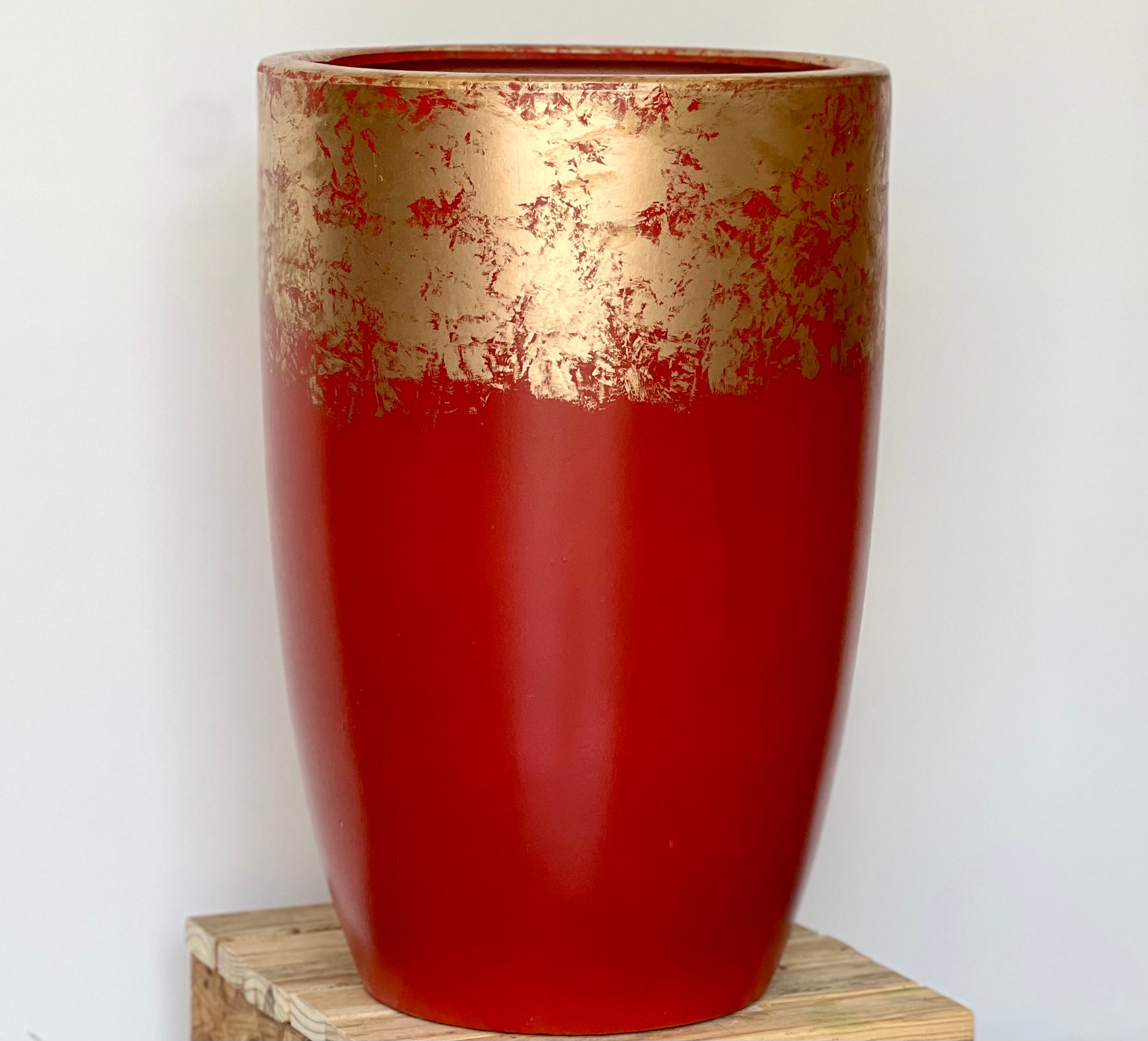 Red and Gold Tall CL-21 Medium - lightweight red gold decorative pot