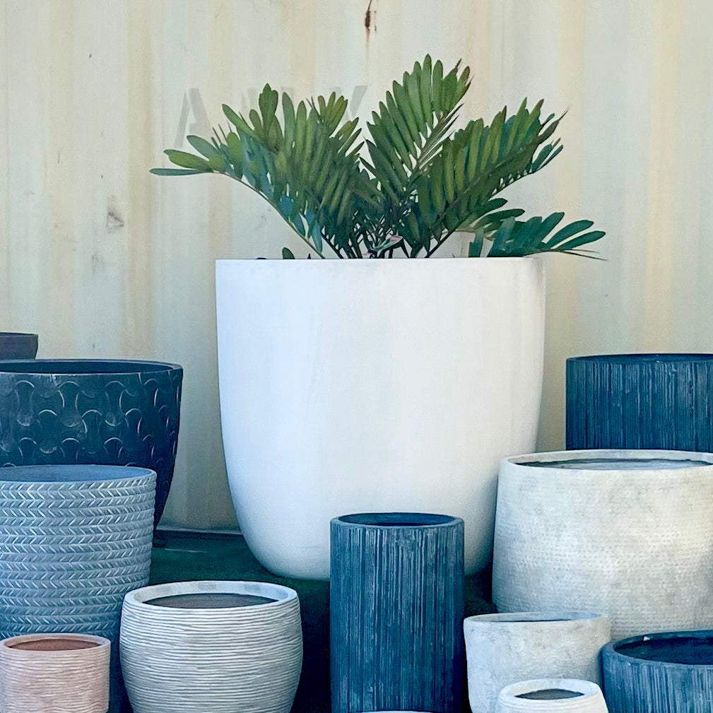 BIG BUDDHA Lightweight Round Pot – Indoor & Outdoor Statement Planter (Fibreglass/Clay Blend) - 101