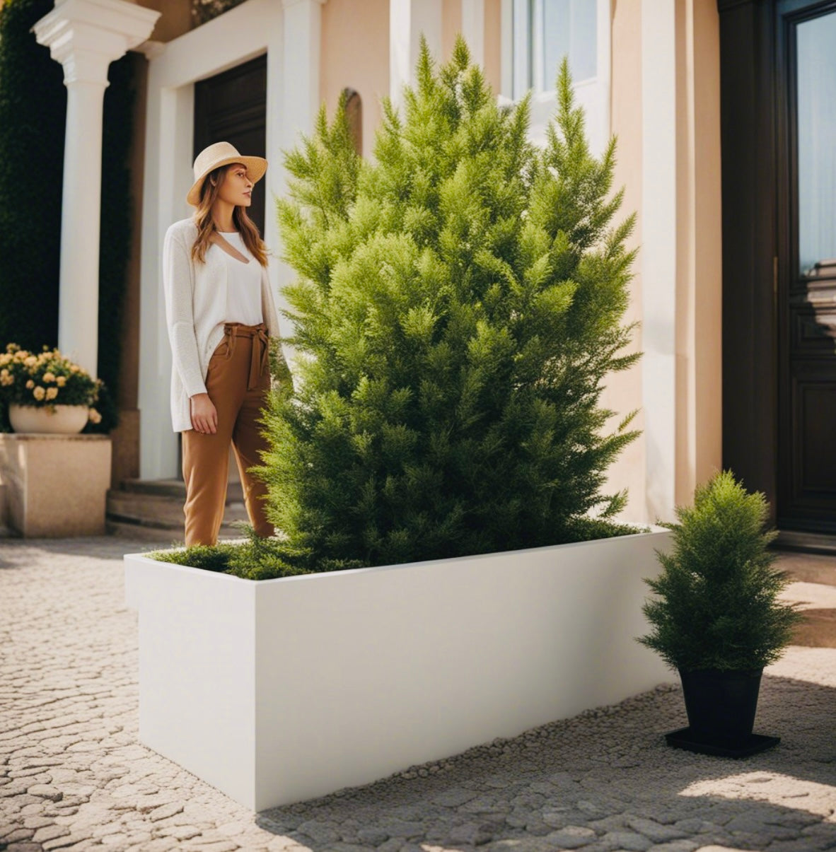 Indoor or Outdoor Extra Large Rectangular Trough Planters in Fiberglass Clay -143
