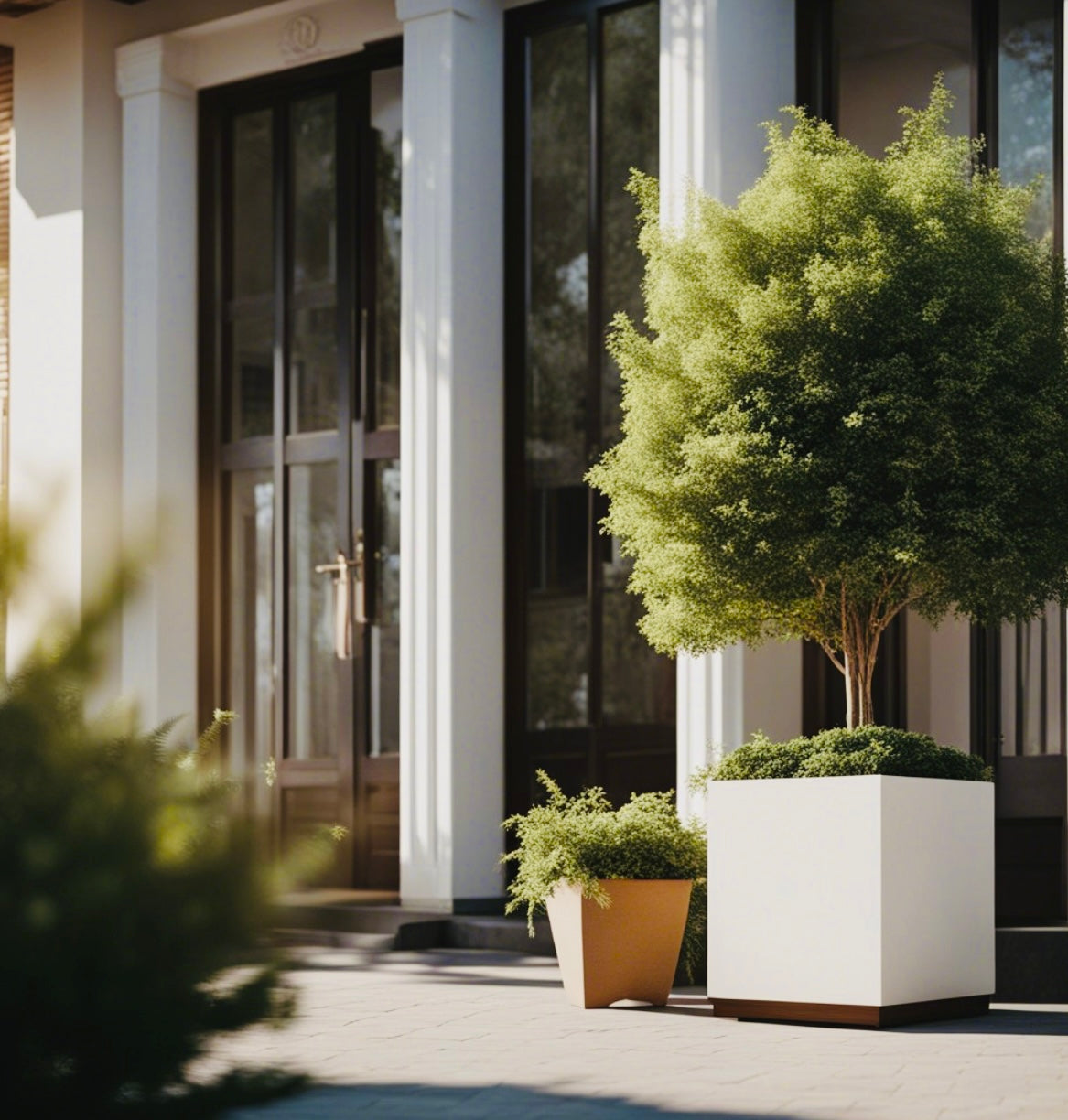 Indoor and Outdoor Large Square Fiberglass Clay Tree Size Pot - 115