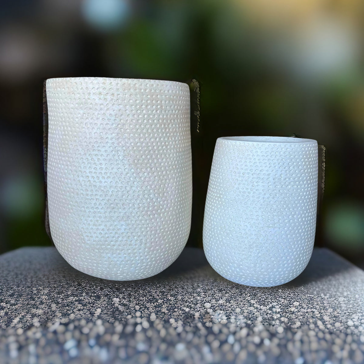 Kaya Tall Pot range - tall dotted texture fiberclay pots Perth WA