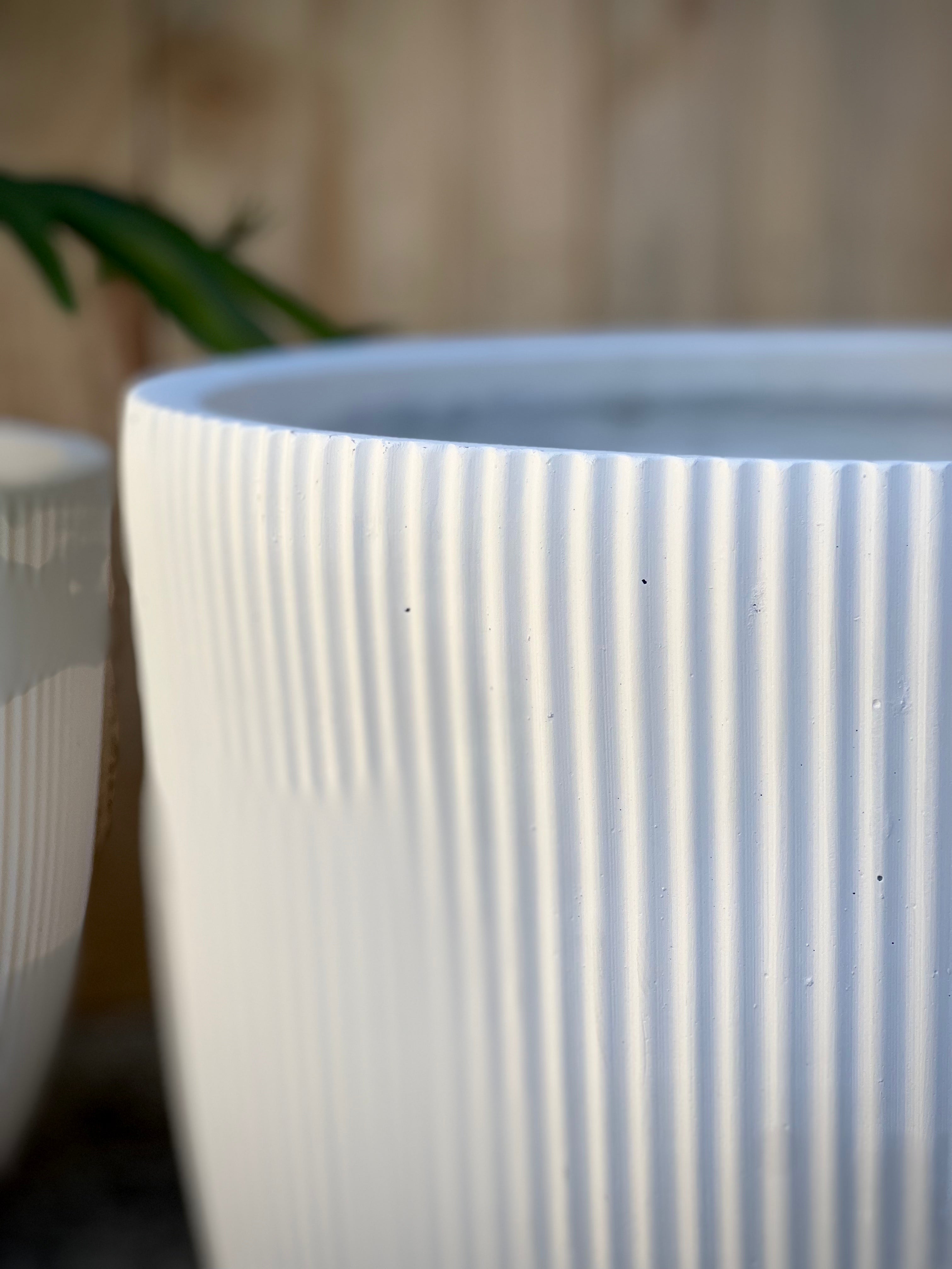 STRIPY - Indoor or Outdoor Fiberclay Lightweight Cylinder Pot with Vertical Stripes DR99