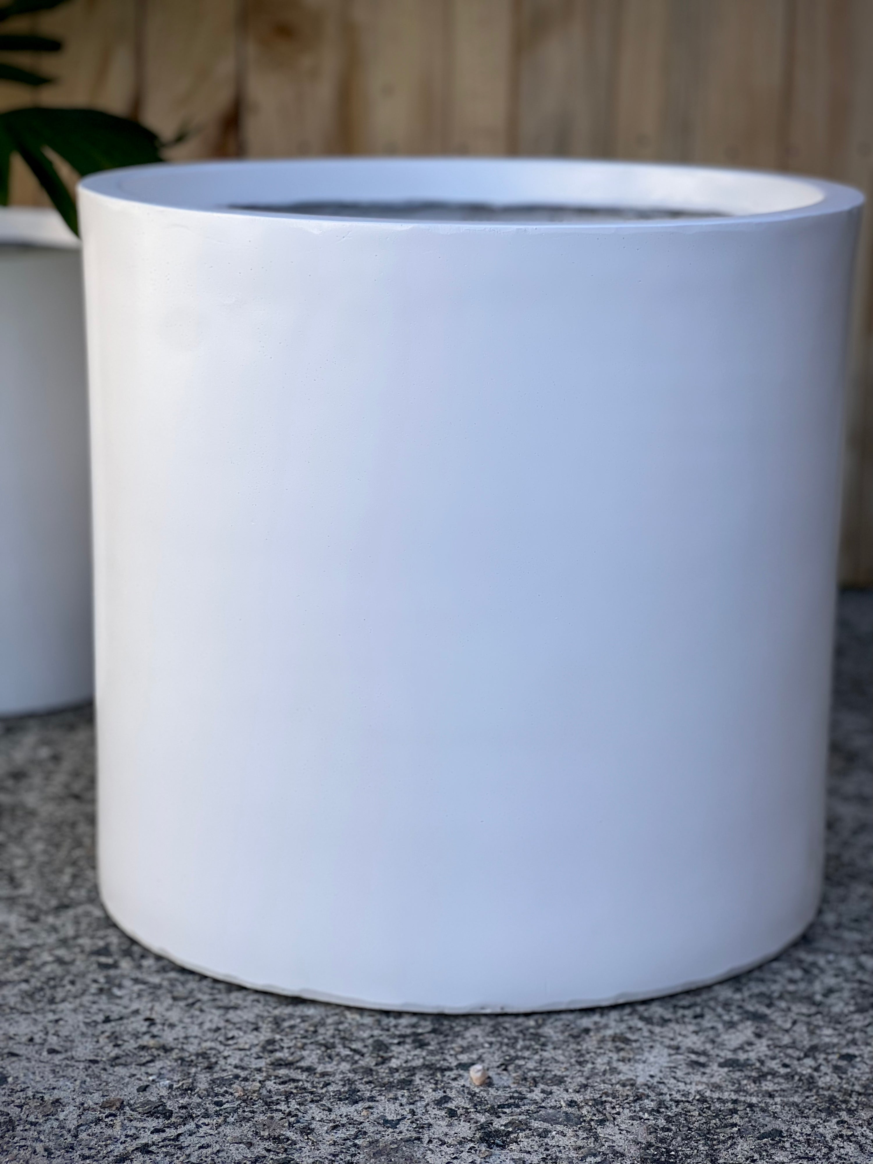 Base Cylinder Smooth Pot Dark Grey Medium - lightweight indoor outdoor pot