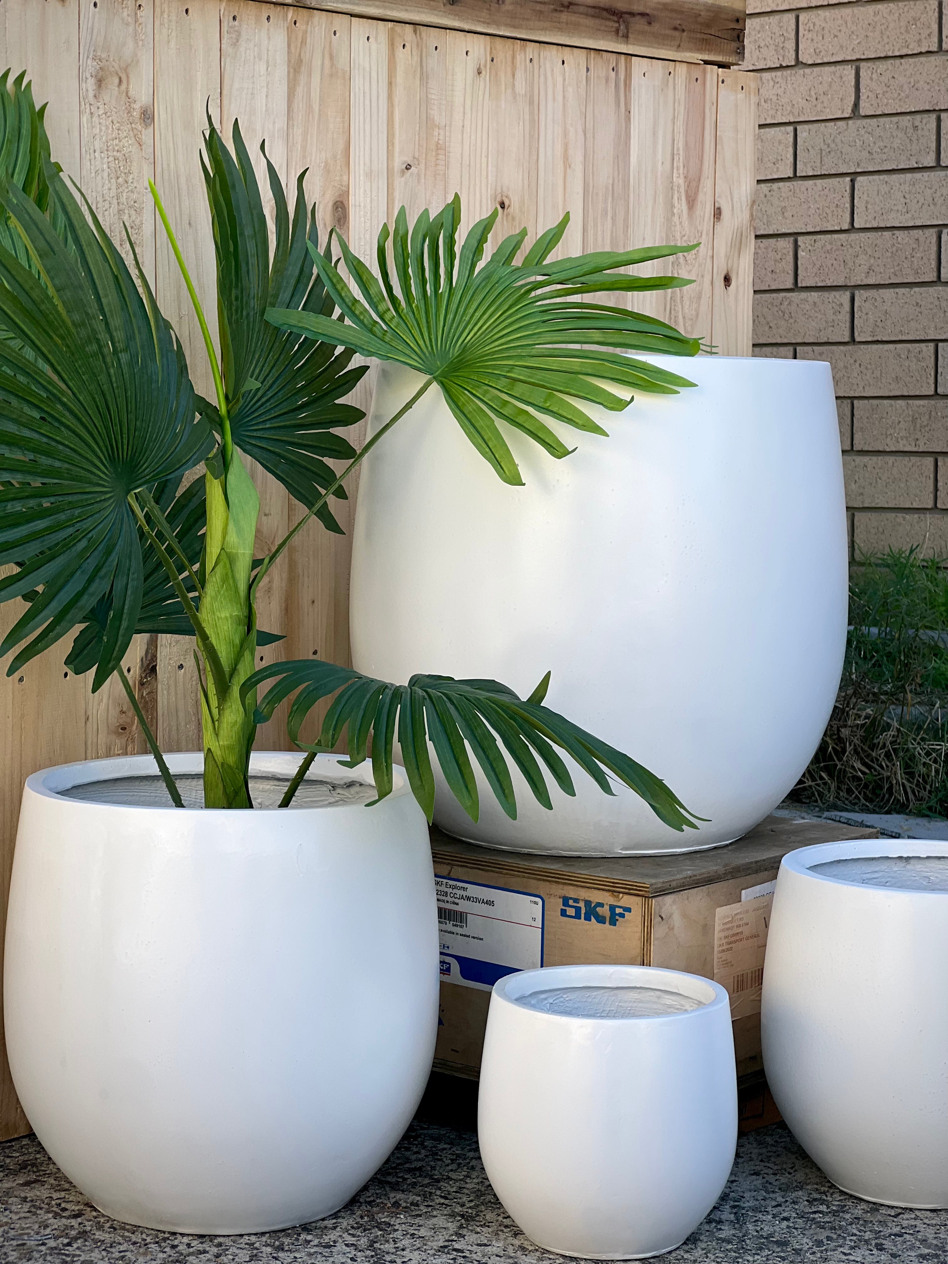 BASE EGG SHAPE - Indoor or Outdoor Fiberclay Lightweight Pot - PR48