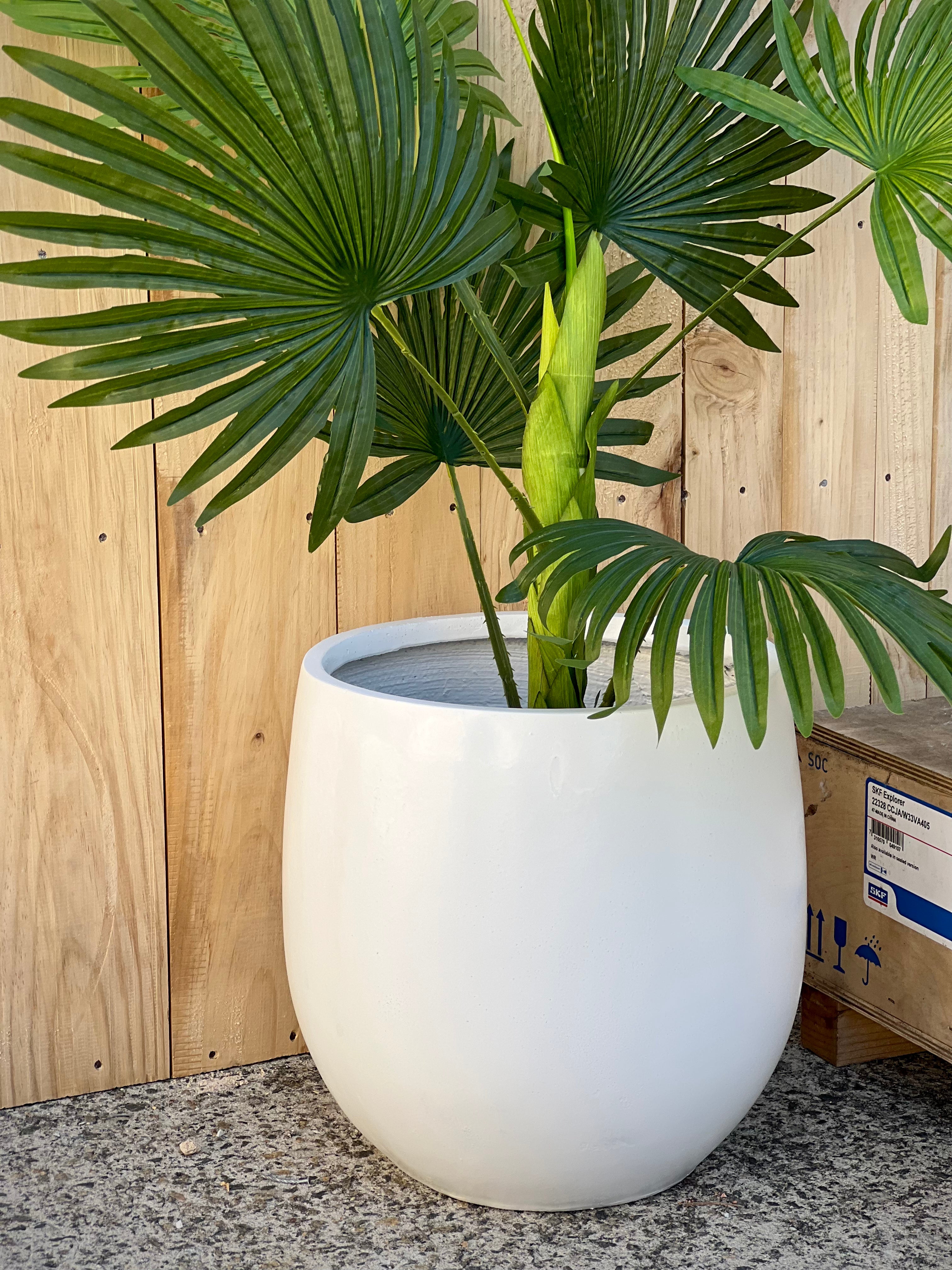 BASE EGG SHAPE - Indoor or Outdoor Fiberclay Lightweight Pot - PR48
