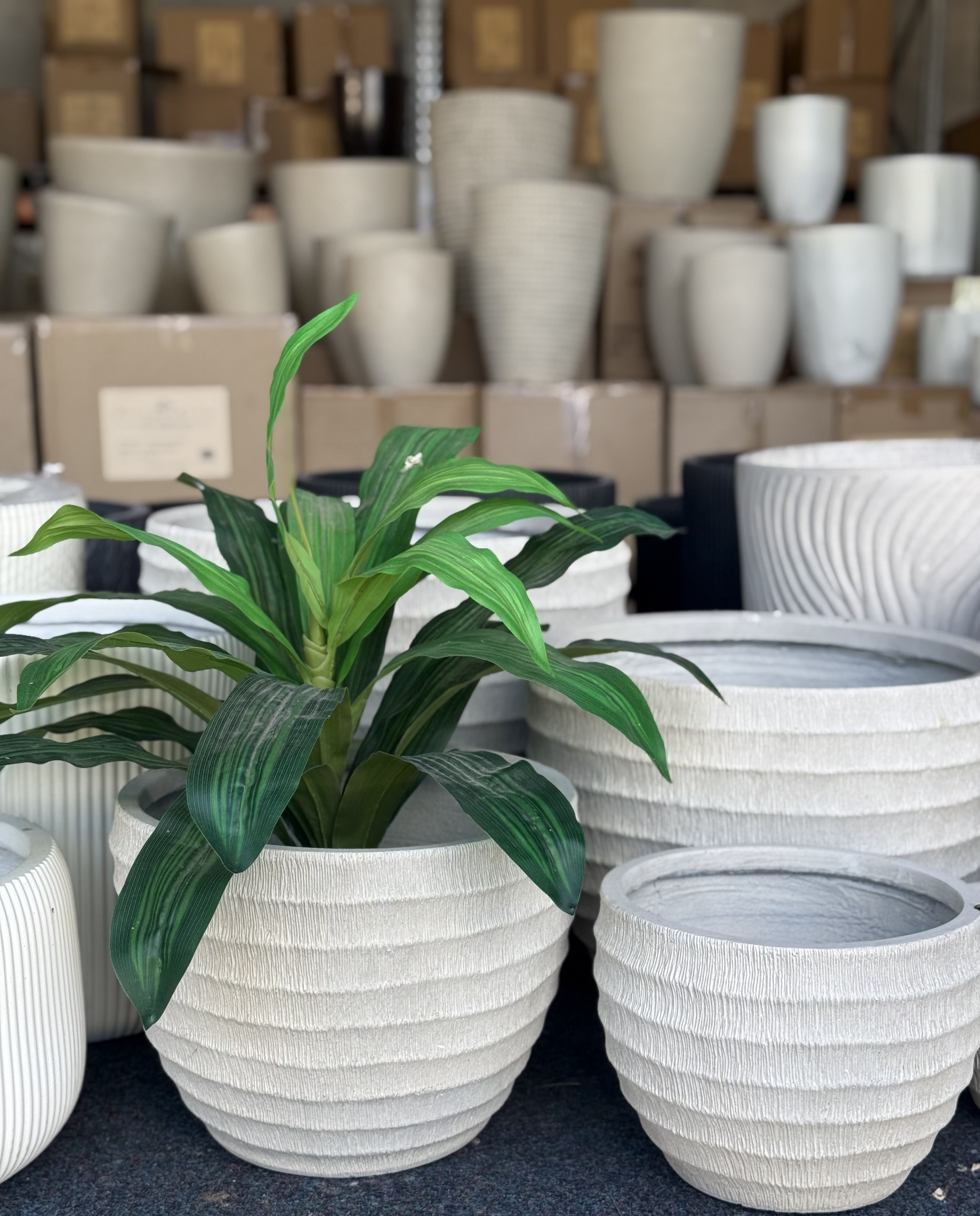 Dune Fiberclay Pot in Cream - lightweight dune texture indoor outdoor pot