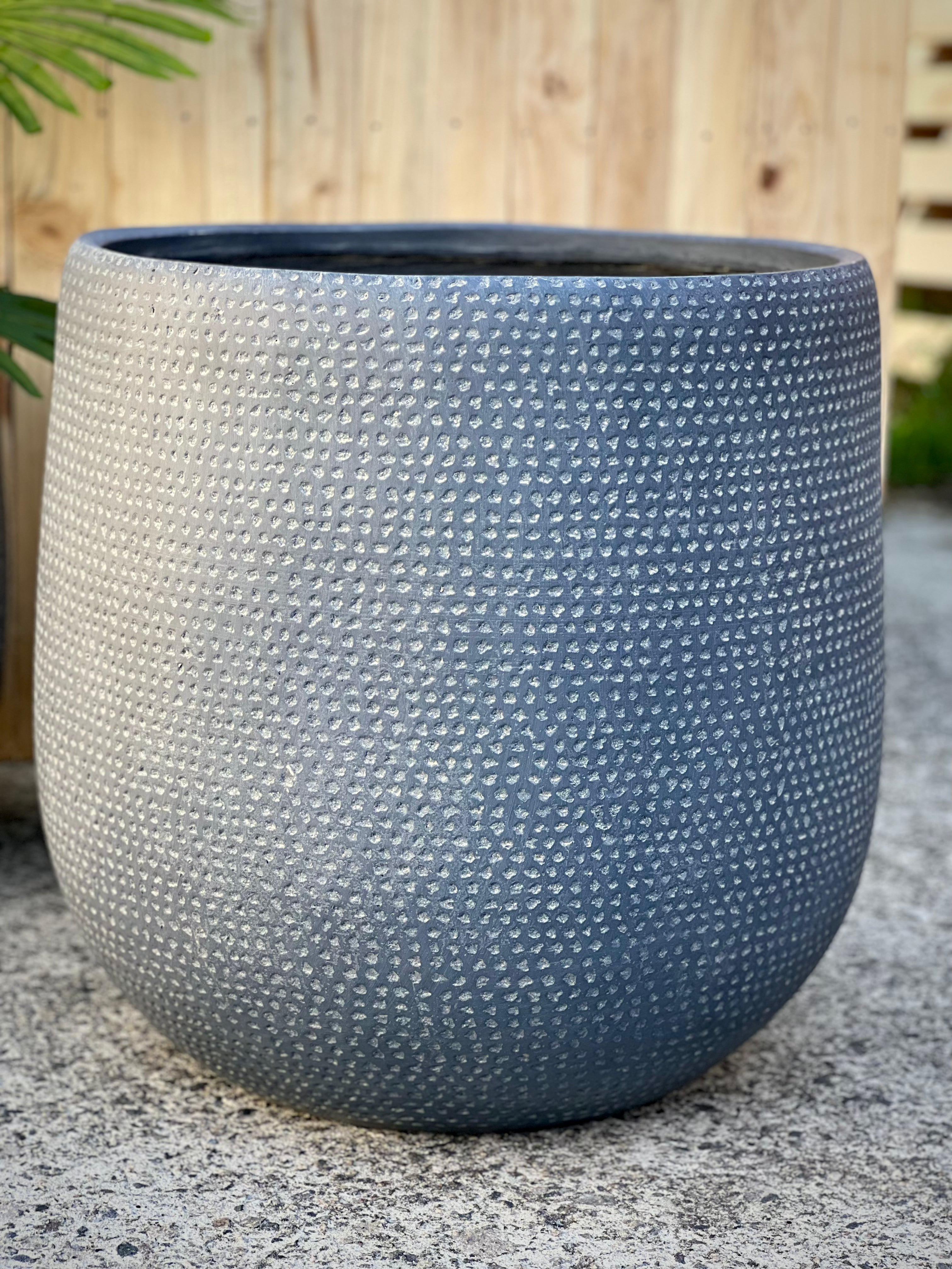 KAYA - Indoor or Outdoor Fiberlay Lightweight Pot with Dotted Texture - DR46