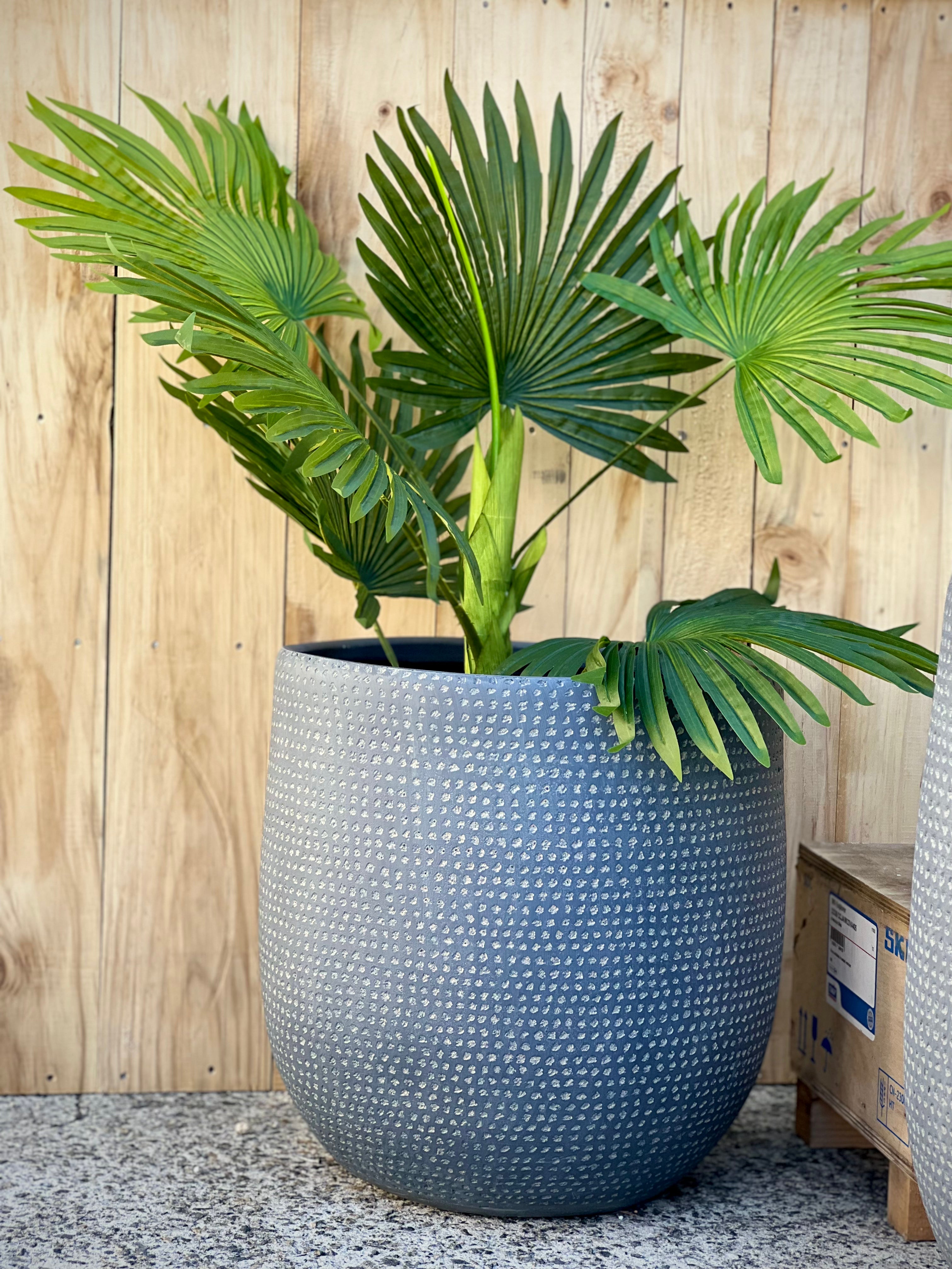 KAYA - Indoor or Outdoor Fiberlay Lightweight Pot with Dotted Texture - DR46