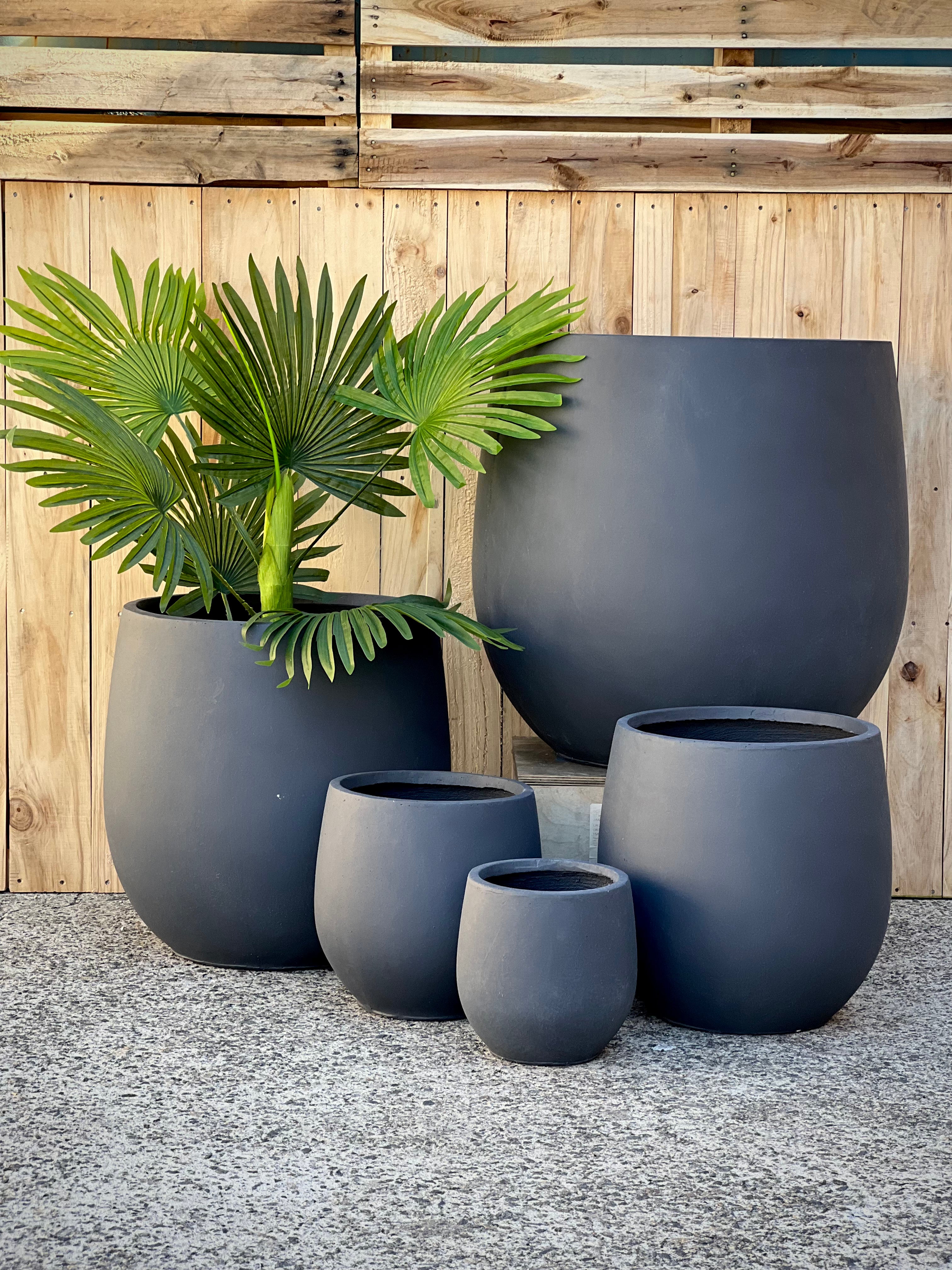 BASE EGG SHAPE - Indoor or Outdoor Fiberclay Lightweight Pot - PR48
