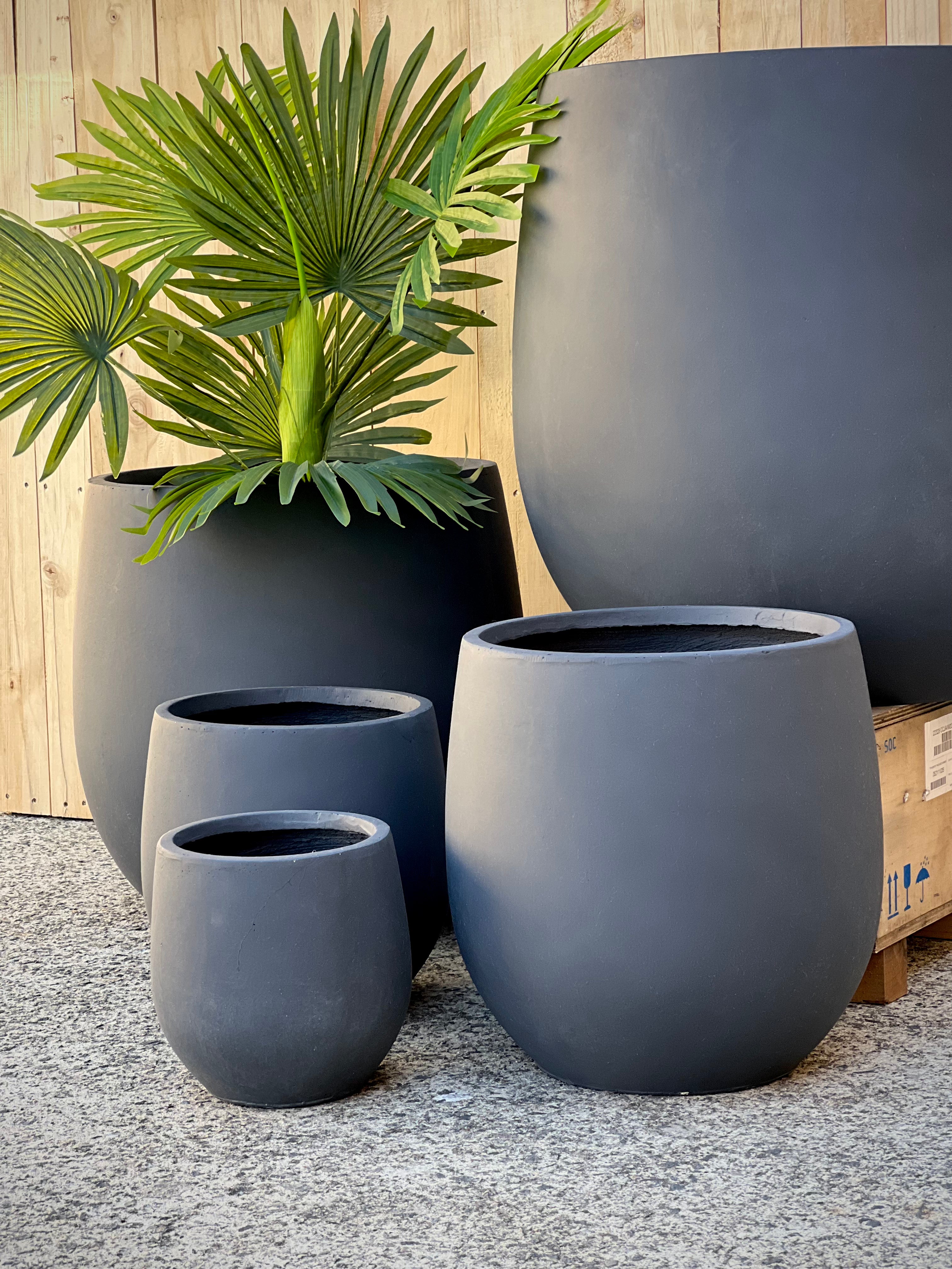 BASE EGG SHAPE - Indoor or Outdoor Fiberclay Lightweight Pot - PR48