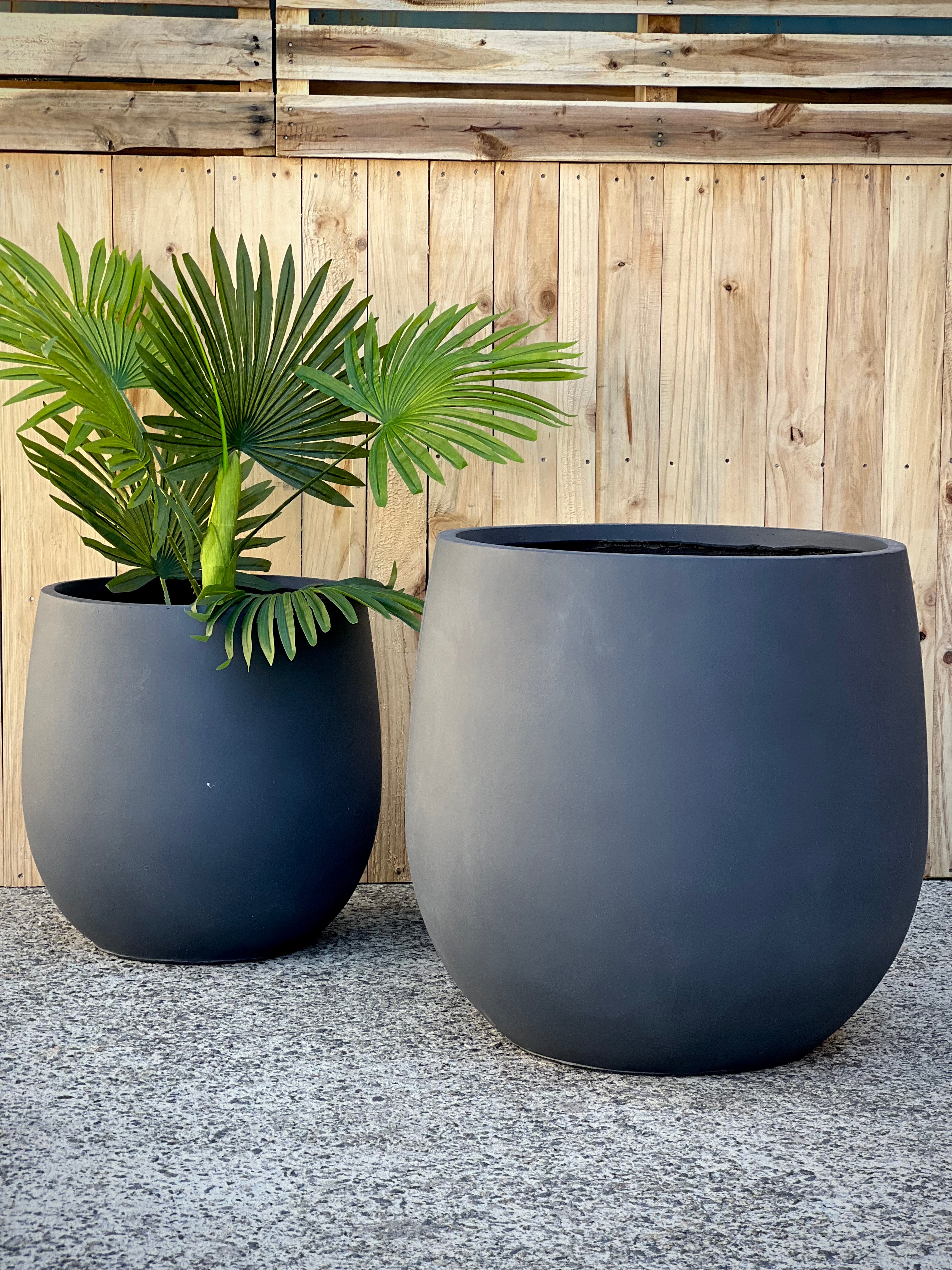 BASE EGG SHAPE - Indoor or Outdoor Fiberclay Lightweight Pot - PR48