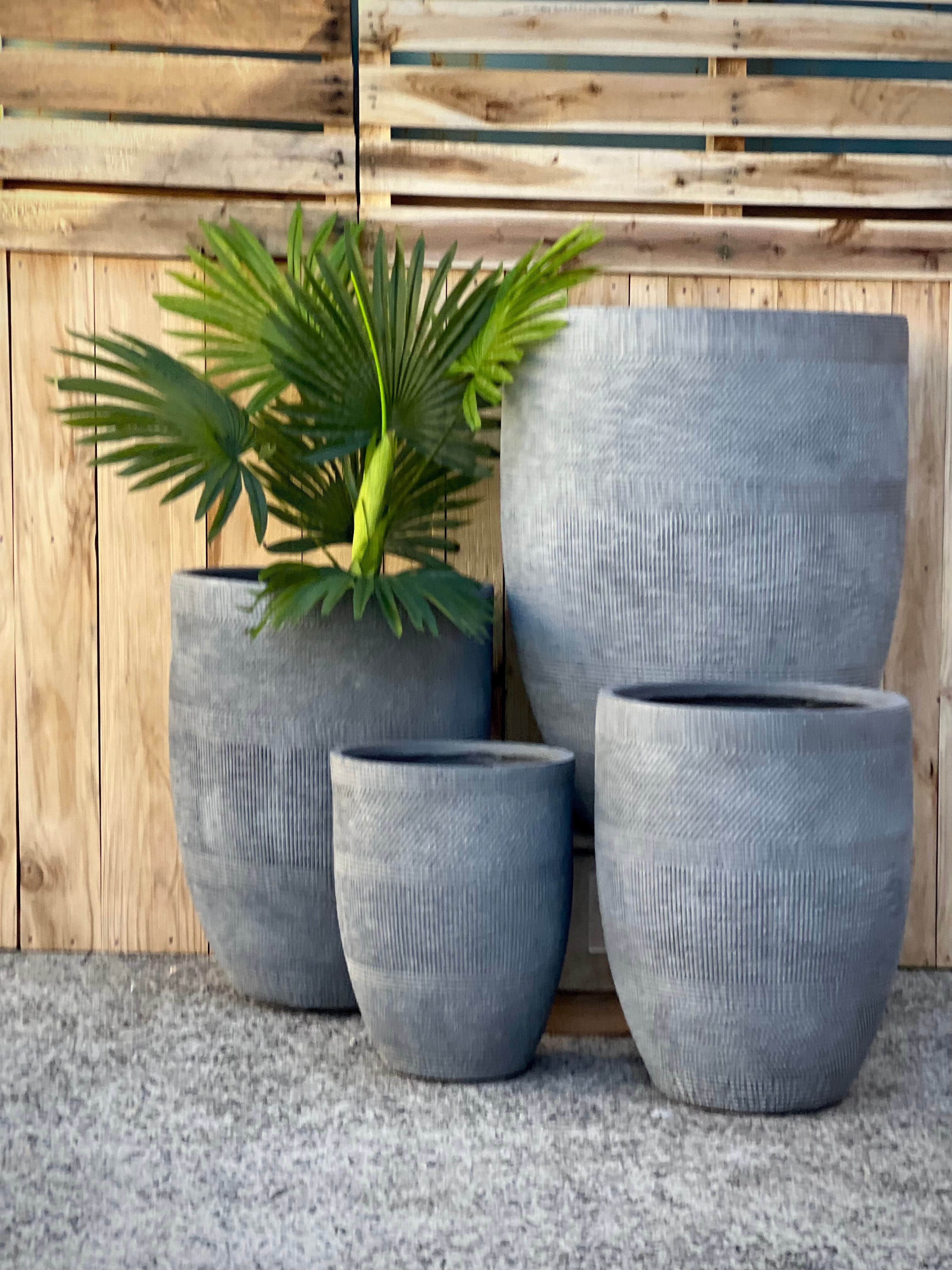 PRINT TALL - Indoor or Outdoor Tall Large Round Fiberglass Clay Pot with a Print NL055
