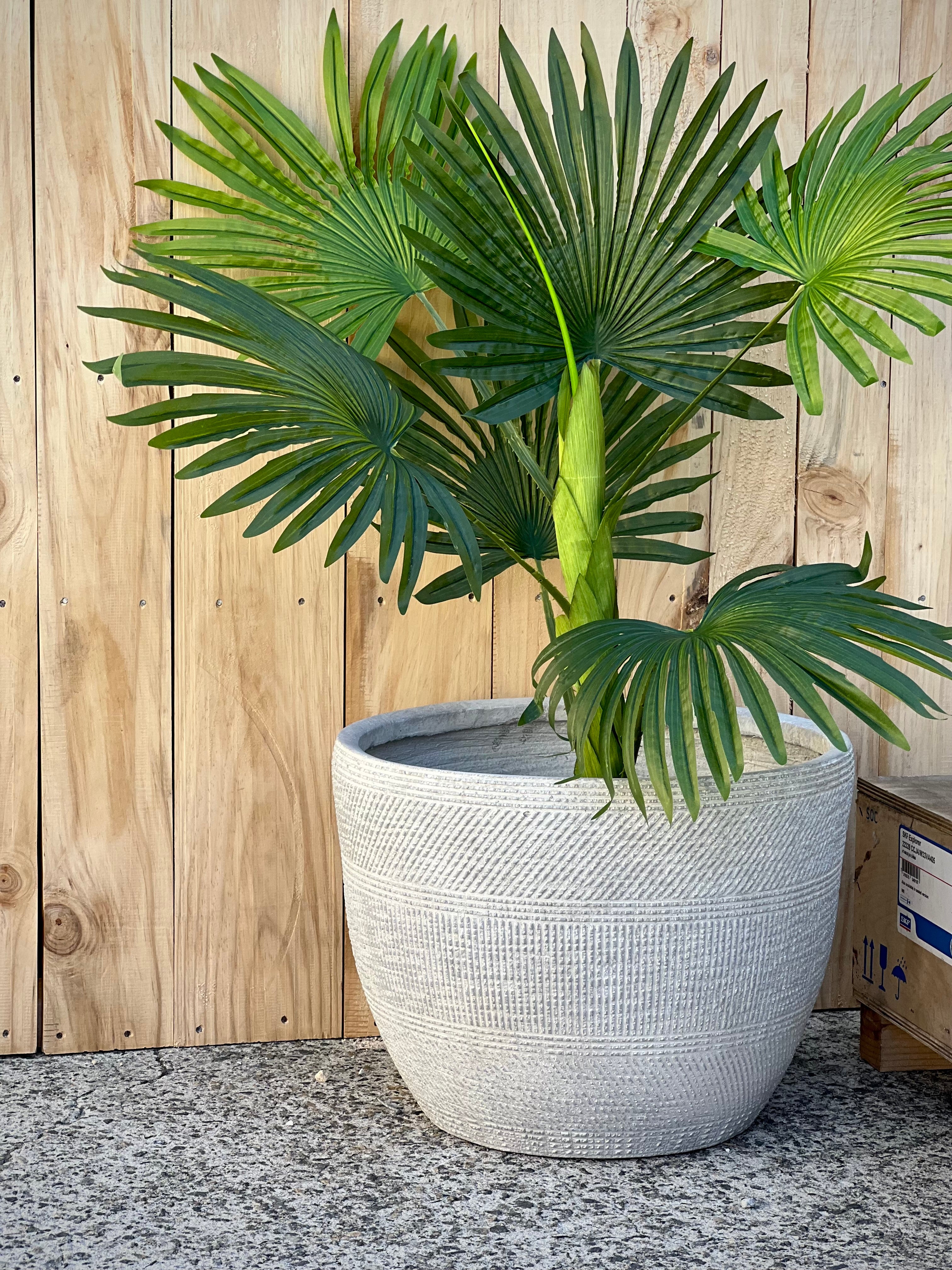 PRINT LOW- Indoor or Outdoor Large Round Fiberclay Lightweight Pot with a Print NL07