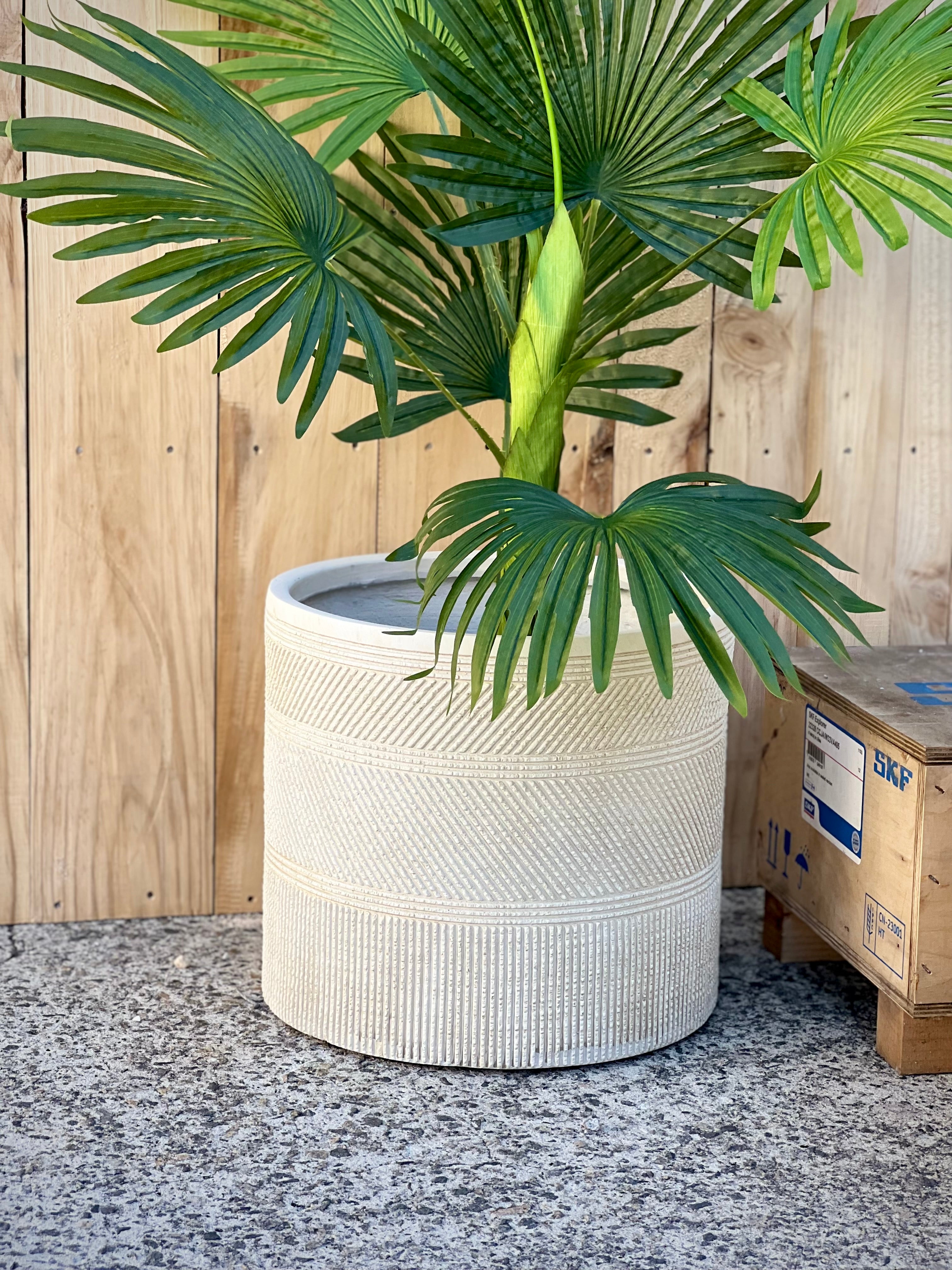 PRINT CYLINDER - Indoor or Outdoor Cylinder Fiberclay Lightweight Pot with a Print NL02