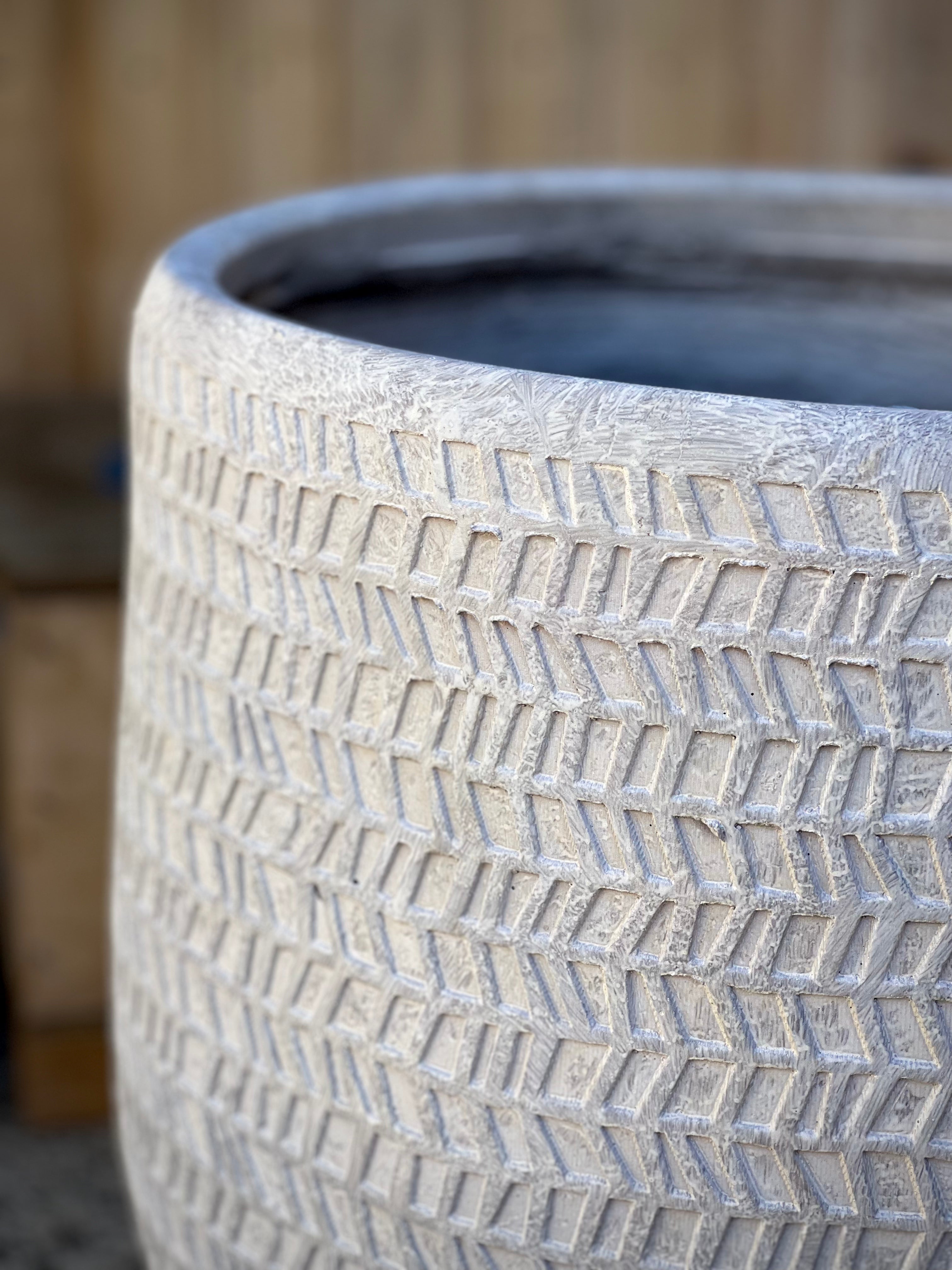 IMPRESSIONS - Indoor or Outdoor Fiberclay Lightweight Pot with a Print