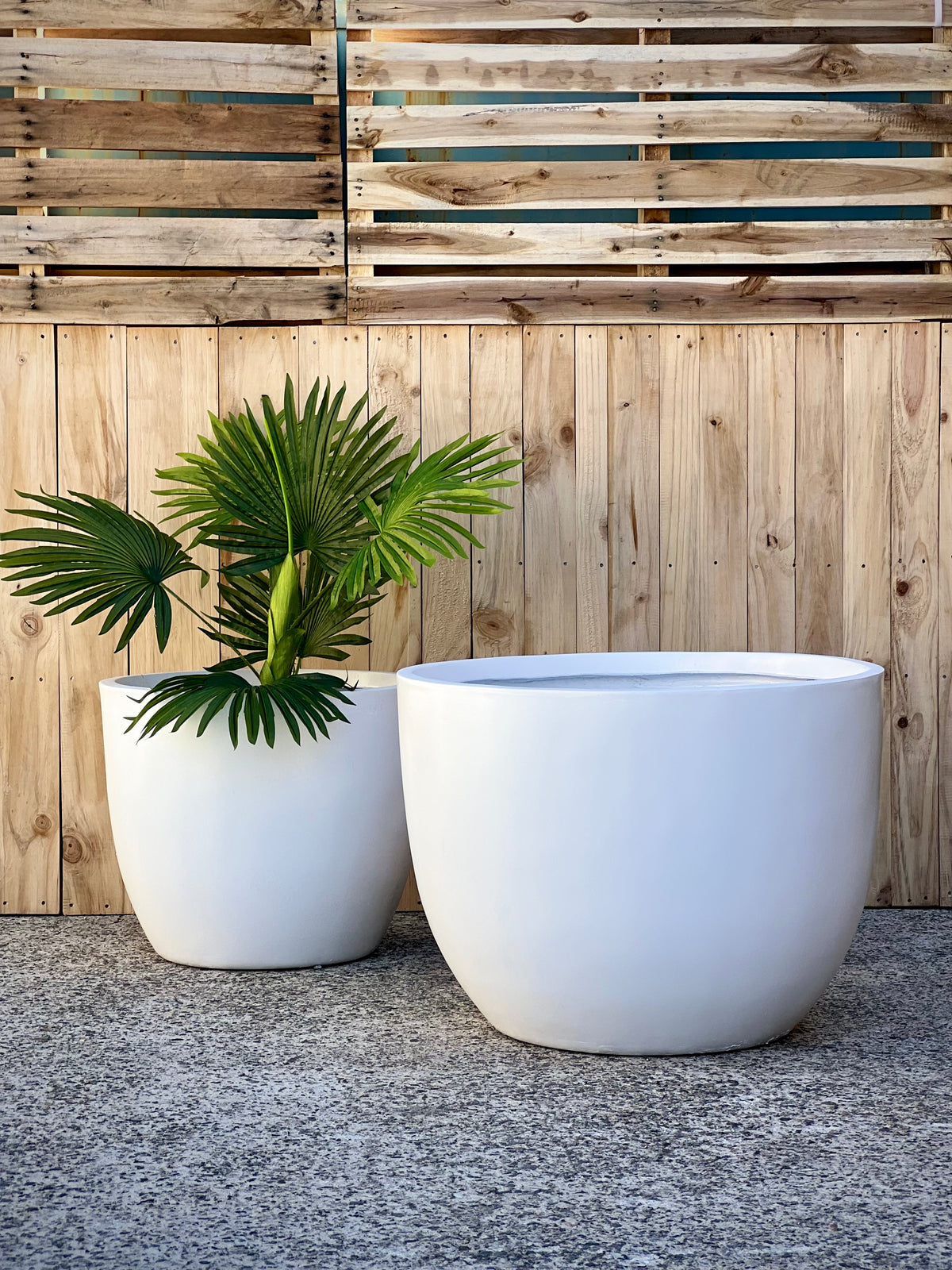 Base Low Pot range - multiple sizes low smooth fiberclay pots