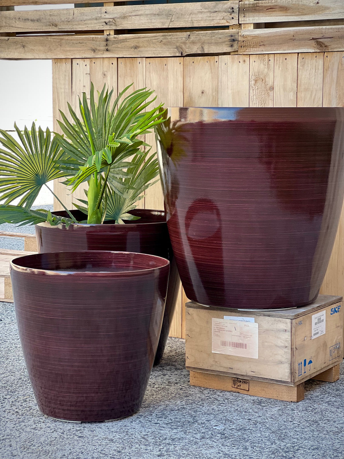 2001 Maxi Glazed Pot Carbon Black XL - large round glazed pot