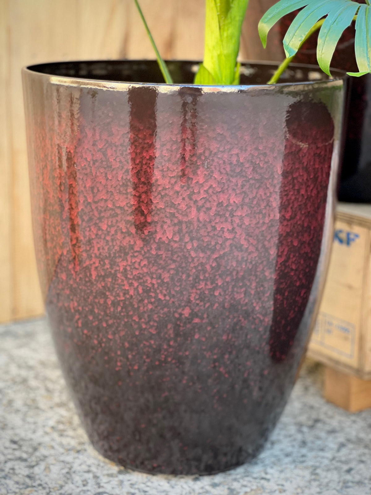 2074 Adam Glazed Pot Pacific Blue Medium - round glazed lightweight pot