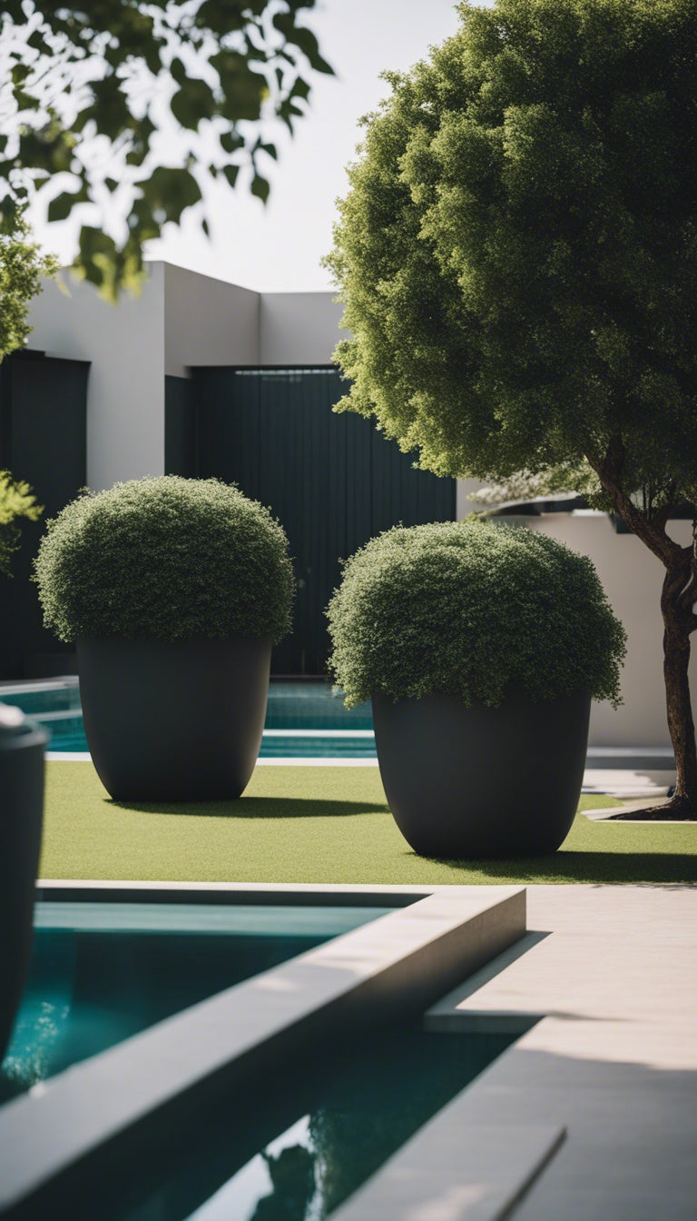 Big Buddha Pot entrance feature - large lightweight round pot at entry