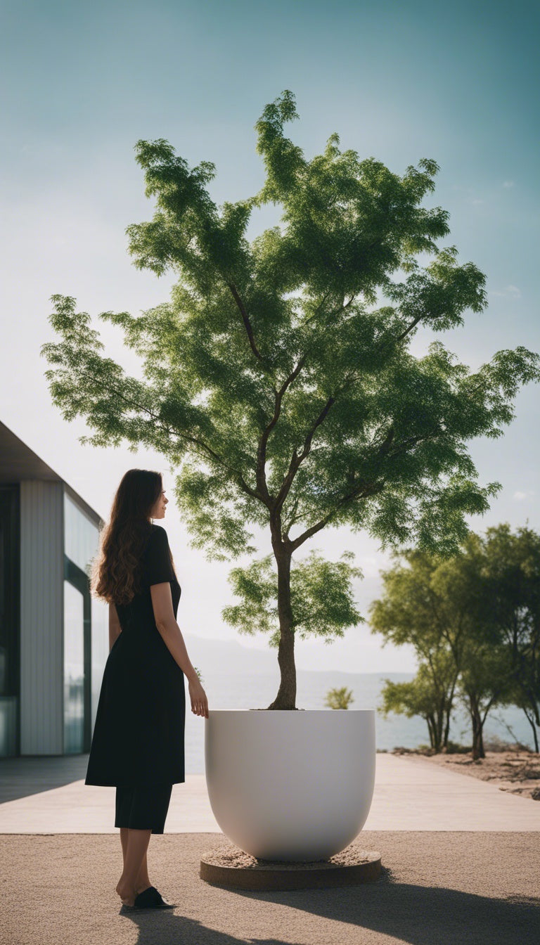 BIG BUDDHA Lightweight Round Pot – Indoor & Outdoor Statement Planter (Fibreglass/Clay Blend) - 101