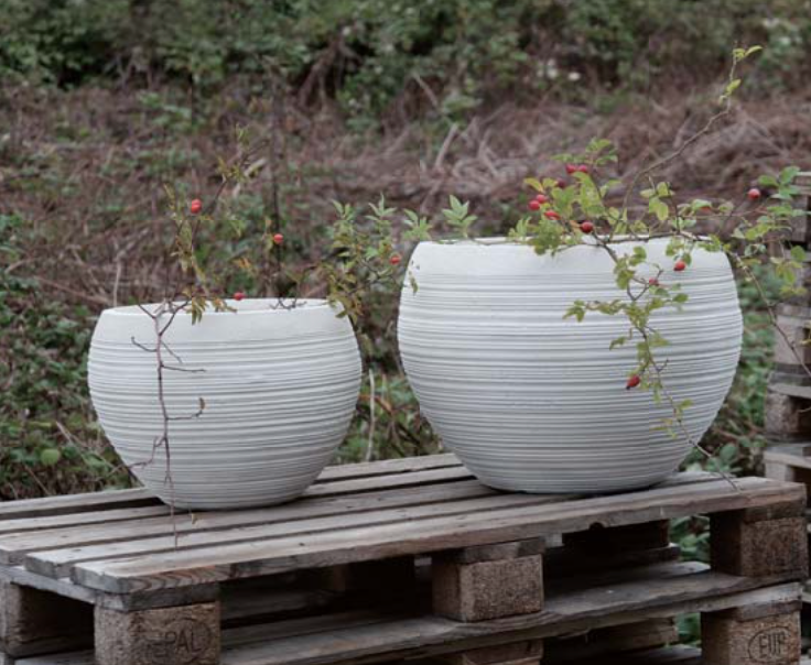 ARTISAN Spherical Textured Lightweight Fiberclay Pot in Dark Grey - small size