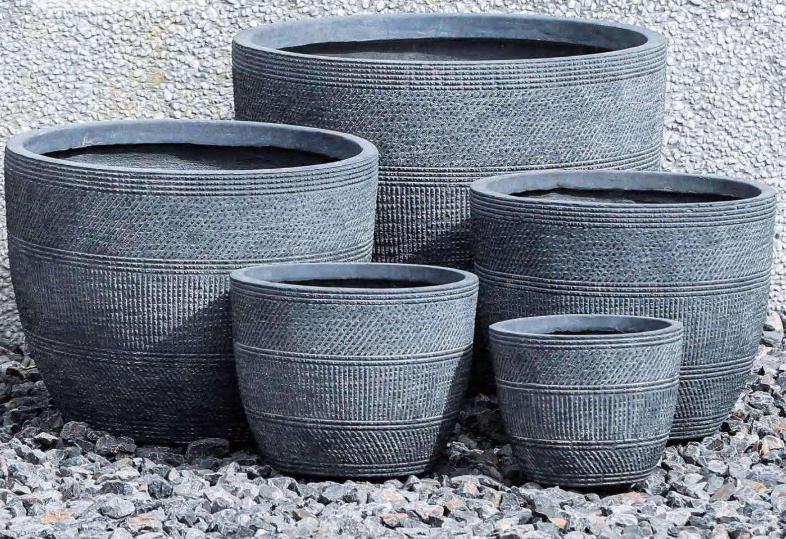 PRINT LOW- Indoor or Outdoor Large Round Fiberclay Lightweight Pot with a Print NL07