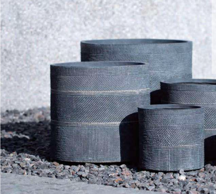 Print Cylinder Pot styled outdoors - lightweight fiberclay cylinder pot