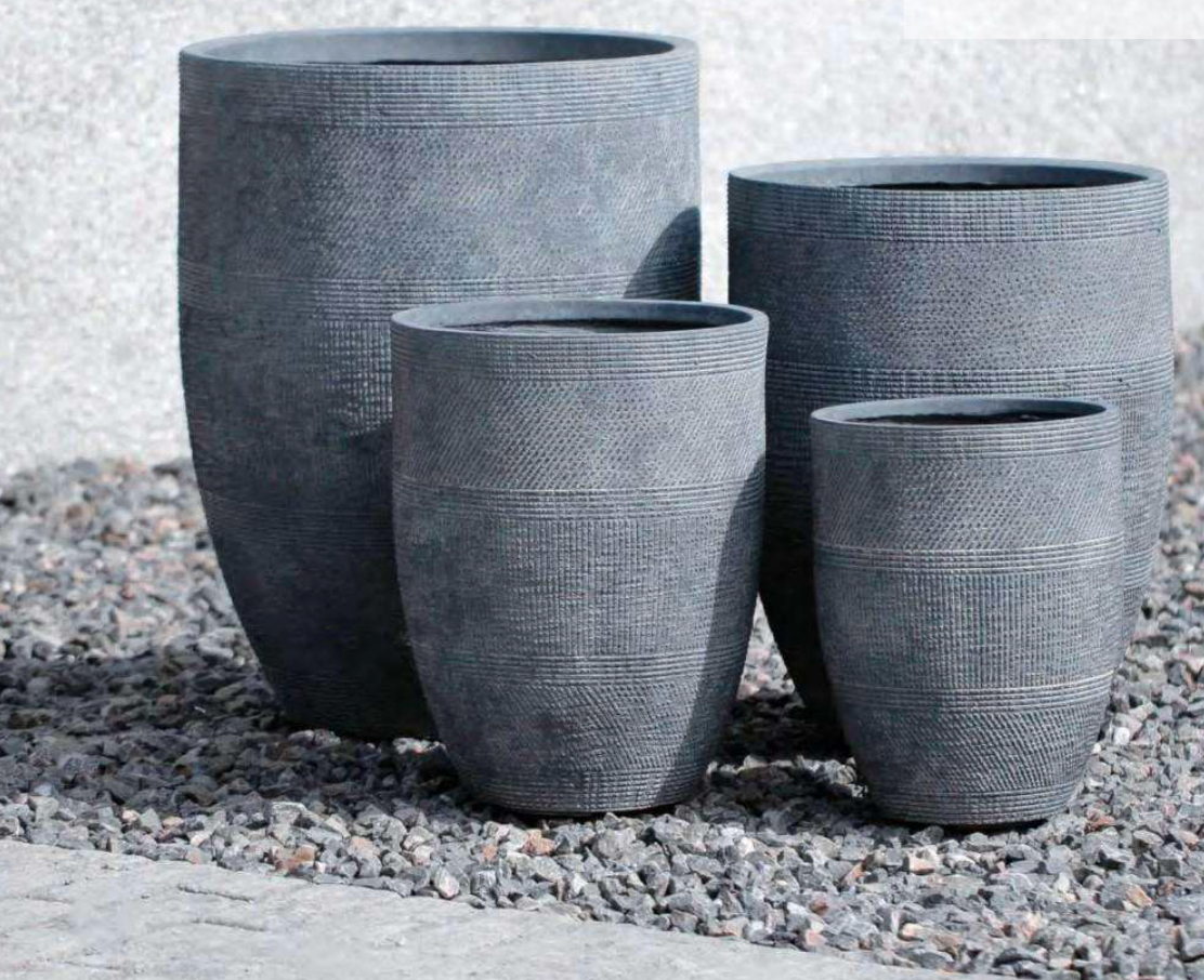 PRINT TALL - Indoor or Outdoor Tall Large Round Fiberglass Clay Pot with a Print NL055