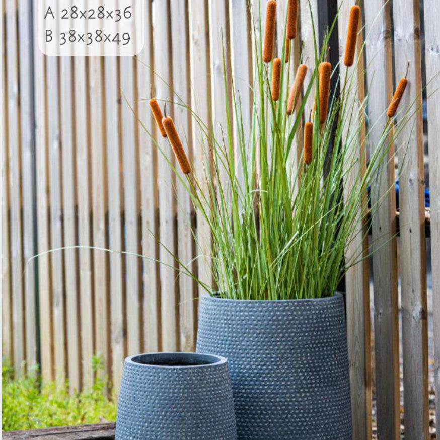 KAYA Tall- Indoor or Outdoor Tall Fiberclay Lightweight Pot with Dotted Texture DR67