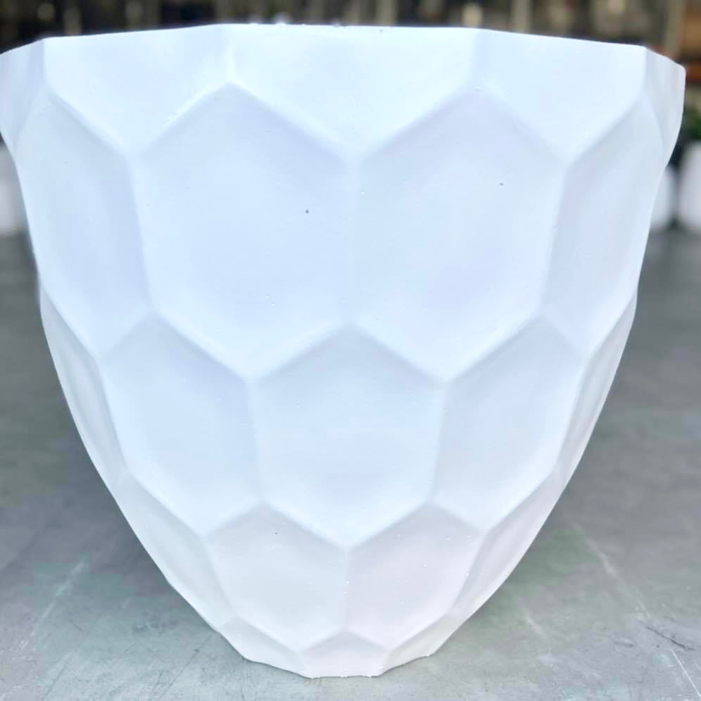HONEYCOMB - Indoor or Outdoor Fiberclay Lightweight Pot with Honeycomb Texture - DR78