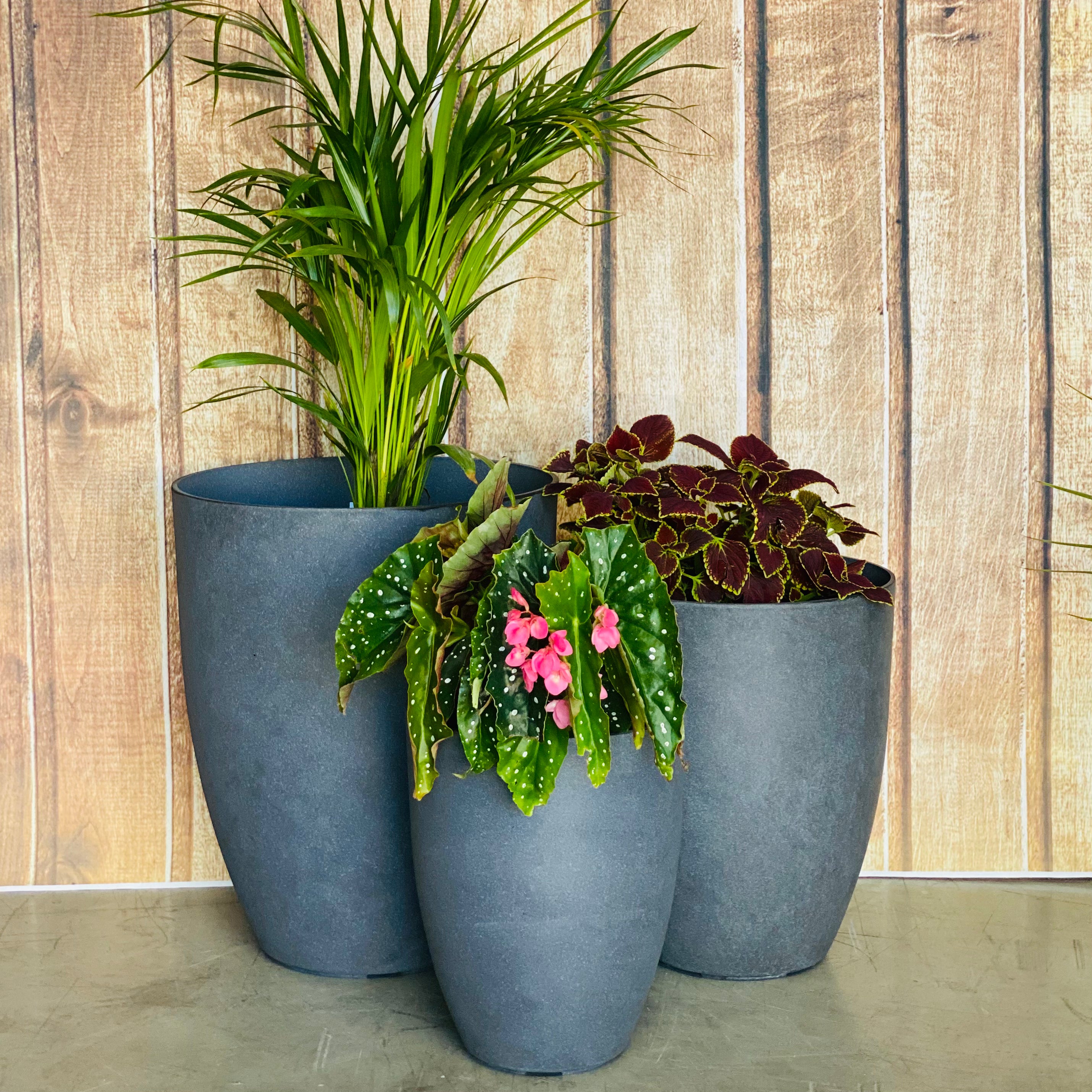 2074 Adam Pot Grey Artisan Large - round smooth composite lightweight pot