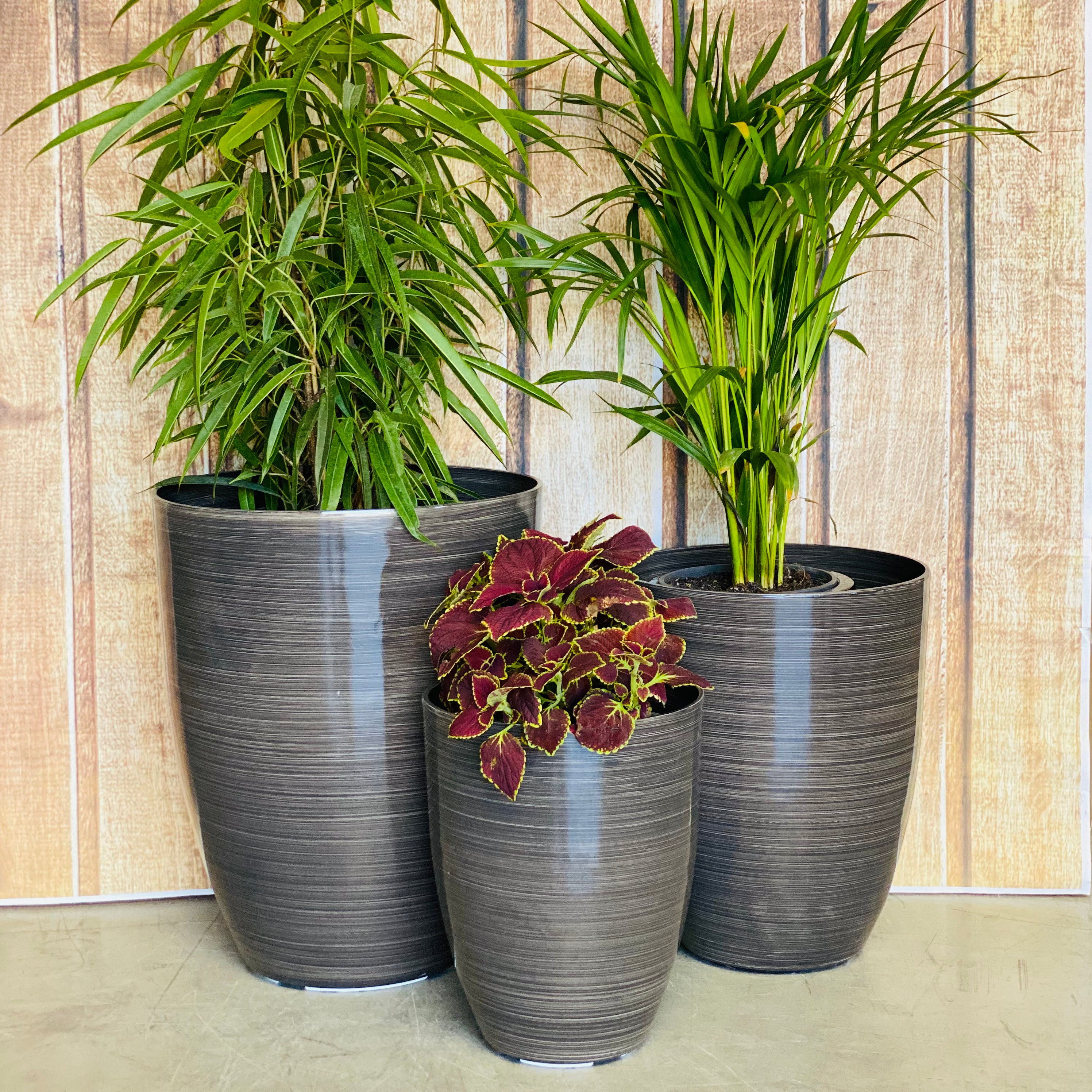 2074 Adam Glazed Pot Wine Burgundy Large - glazed composite pot