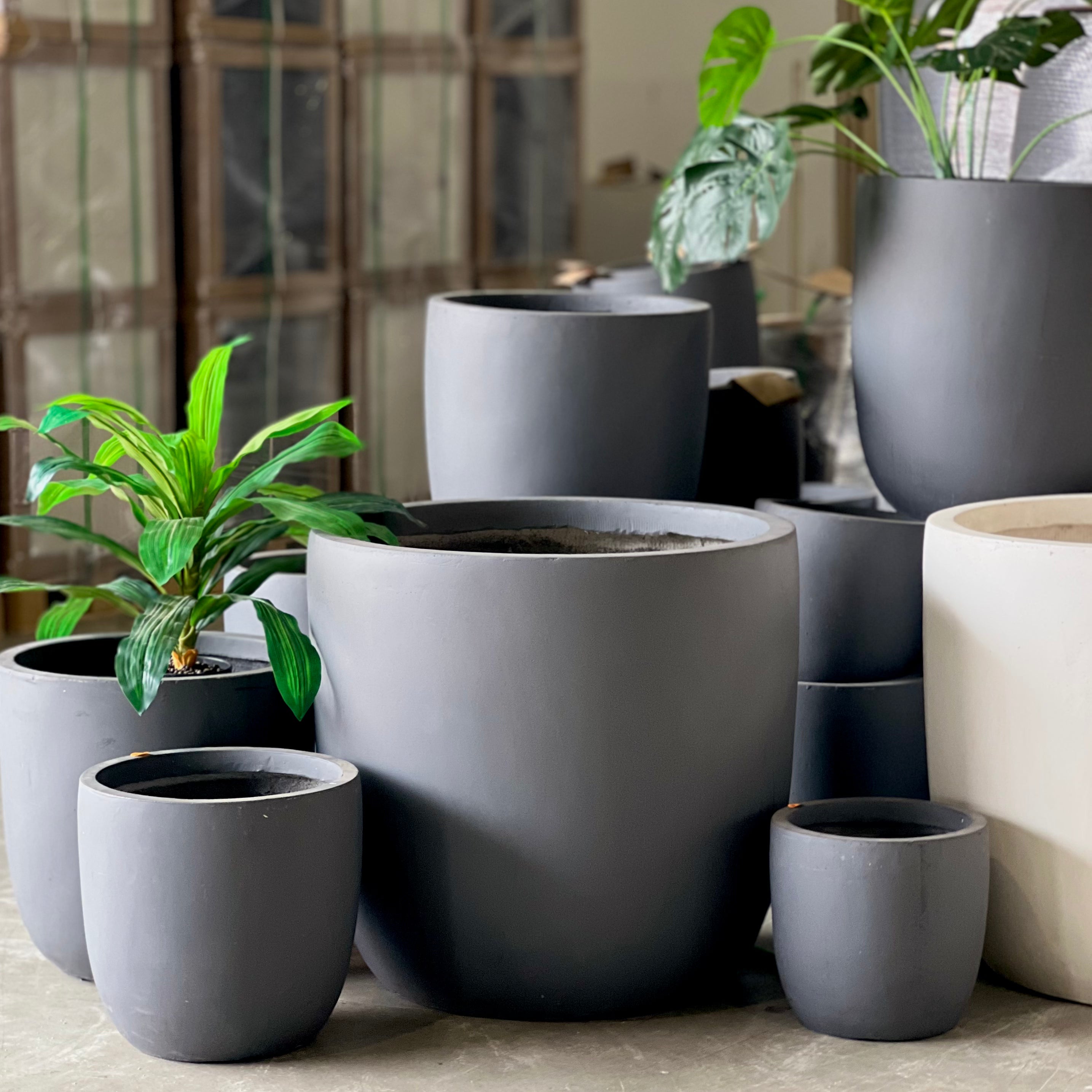 Indoor or Outdoor Round Extra Large Tree Size Fiberglass Clay Pots for Trees - 101