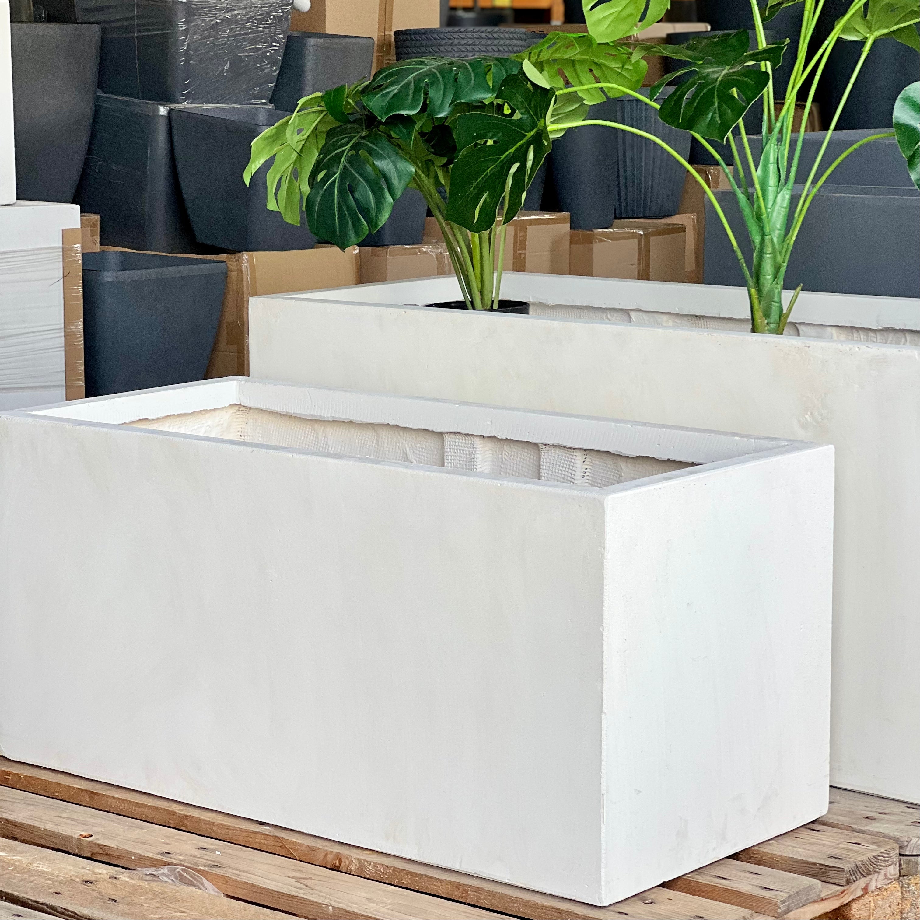 Indoor or Outdoor Extra Large Rectangular Trough Planters in Fiberglass Clay -143