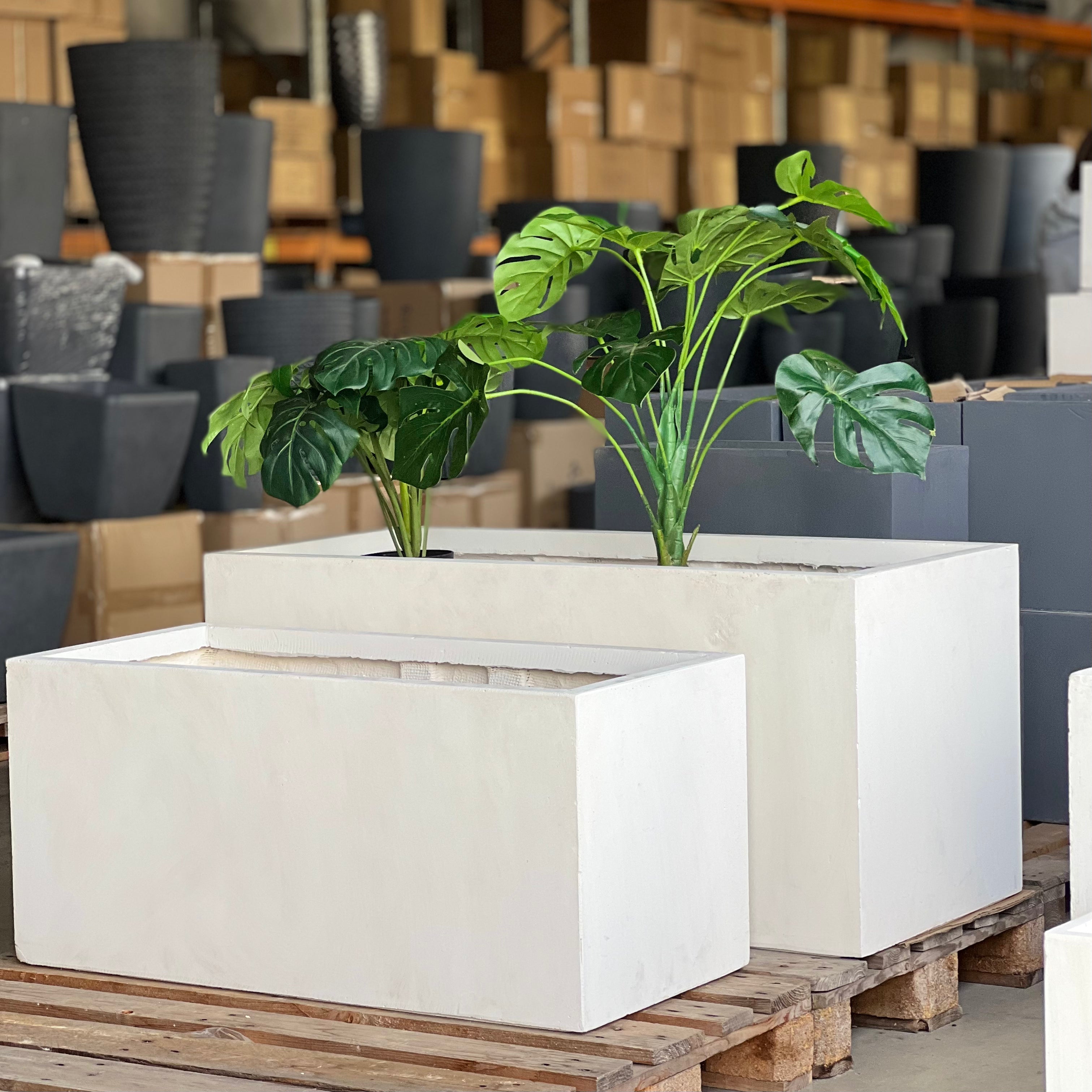 Indoor or Outdoor Extra Large Rectangular Trough Planters in Fiberglass Clay -143