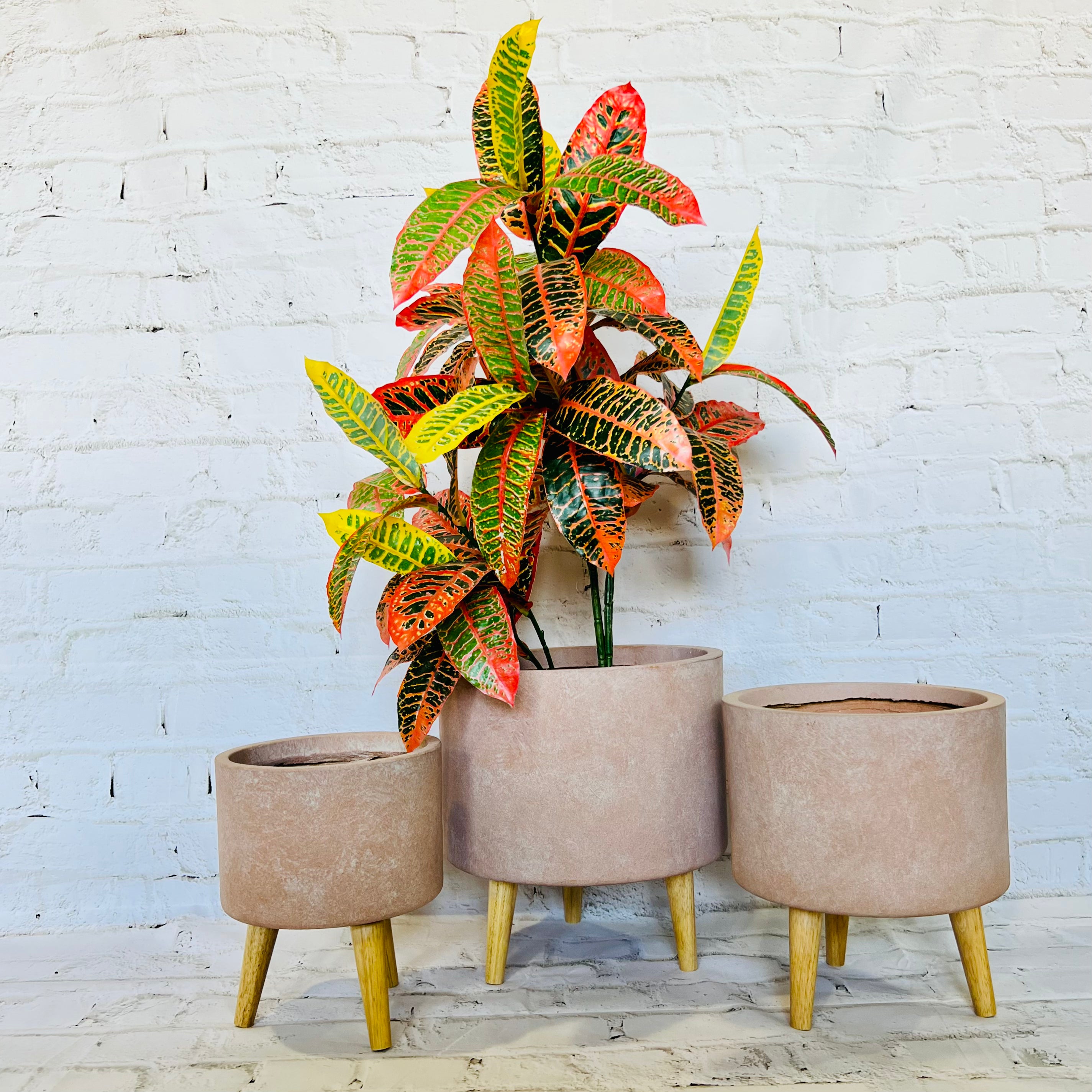 TERRAZZO LOW - Indoor Fiber Cement Pot On Legs In Terrazzo Finish - 11