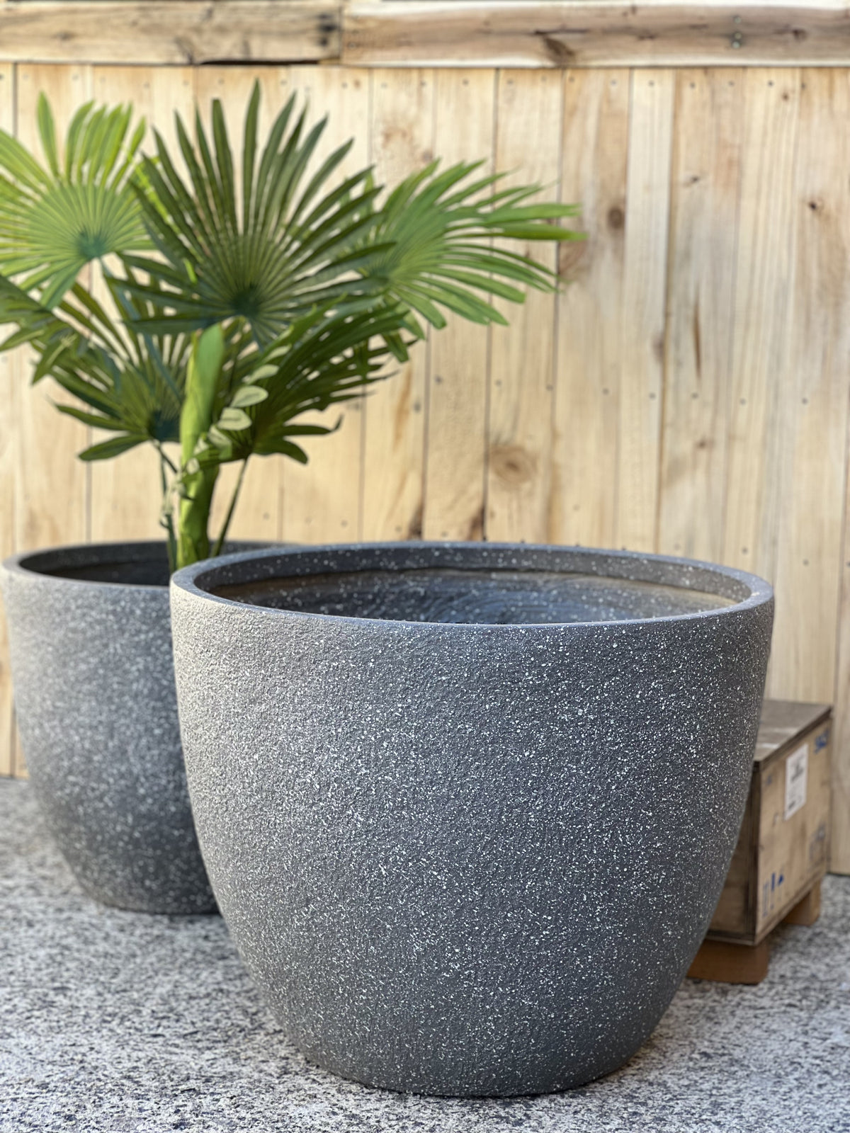TERRAZZO LOW SA01 Indoor Outdoor Lightweight Fiberclay Pot - terrazzo finish