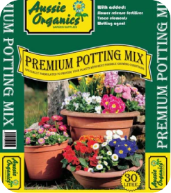 Premium Organic Potting Mix 30L - Aussie Organics potting soil for pots and planters