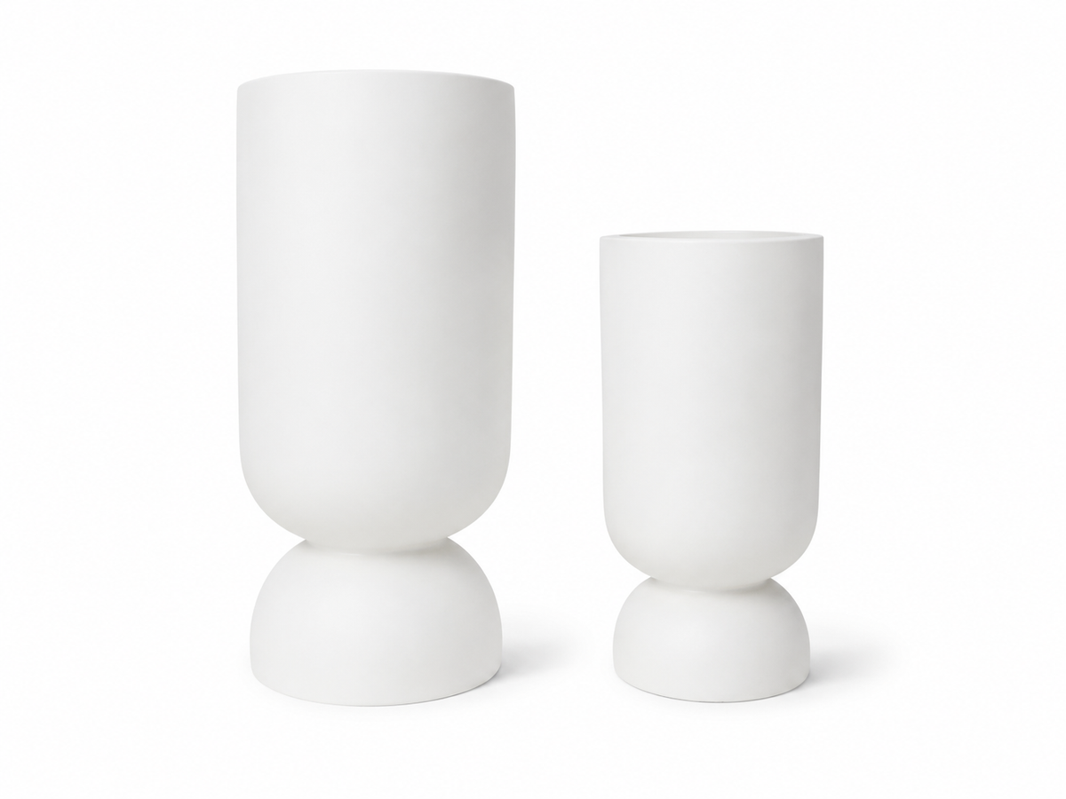 White lightweight pedestal planter