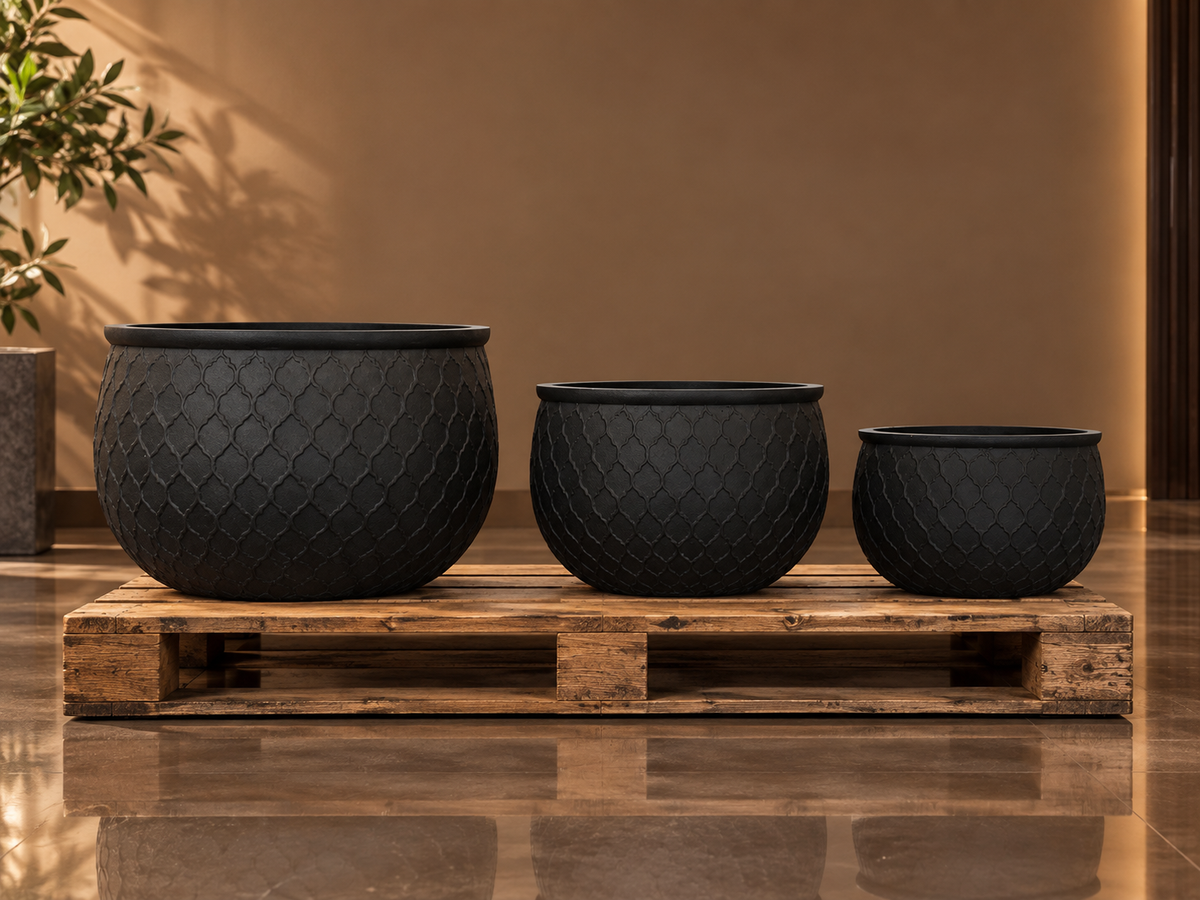 ARABESQUE Bowl - Indoor or Outdoor Lightweight Fiberclay Pot Bowl