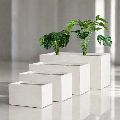 Indoor or Outdoor Extra Large Rectangular Trough Planters in Fiberglass Clay -143