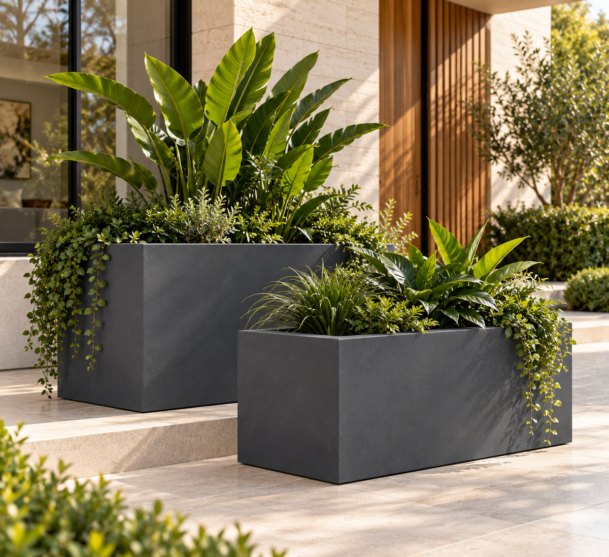 BIG BUDDHA TROUGH Planter Lightweight Fiberglass Clay
