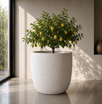 BIG BUDDHA Lightweight Round Pot – Indoor &amp; Outdoor Statement Planter (Fibreglass/Clay Blend) - 101