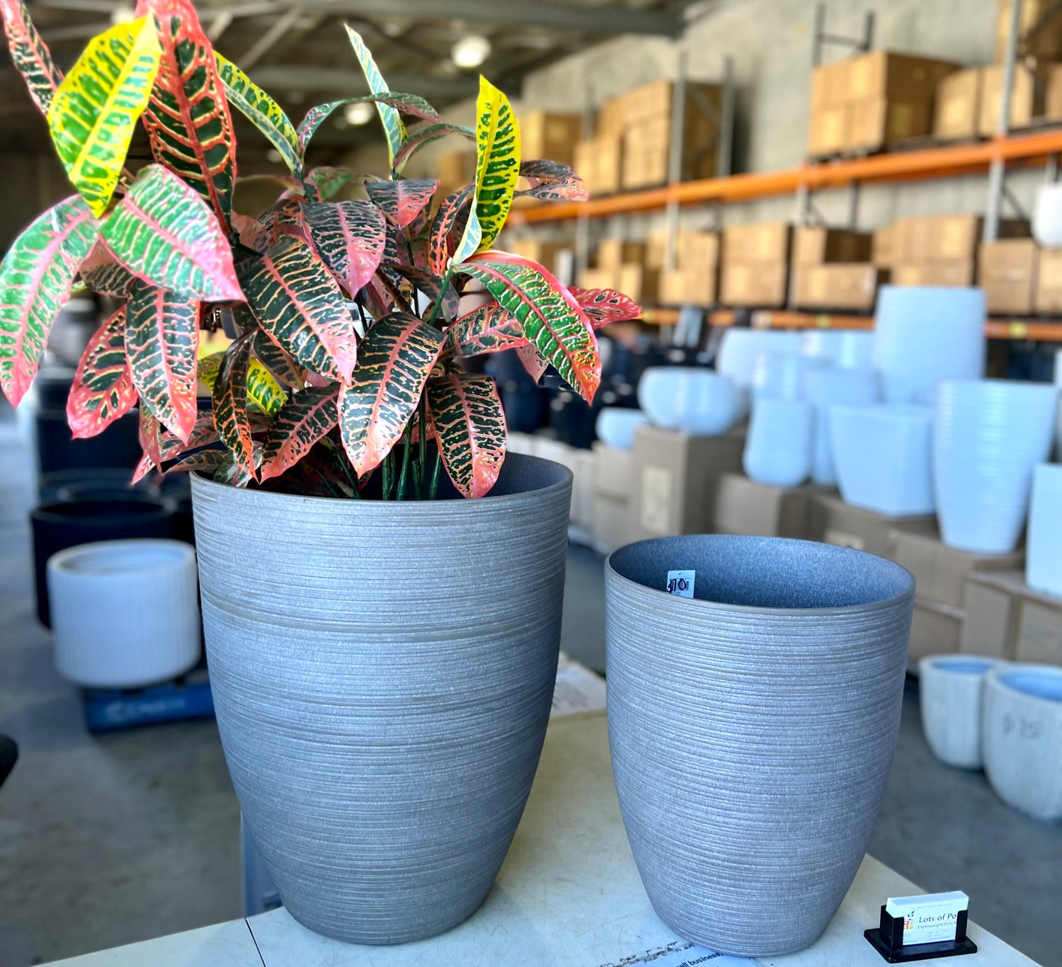 2074 - Textured Round Tapered In Lightweight Pots