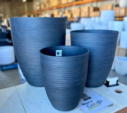 2074 - Textured Round Tapered In Lightweight Pots